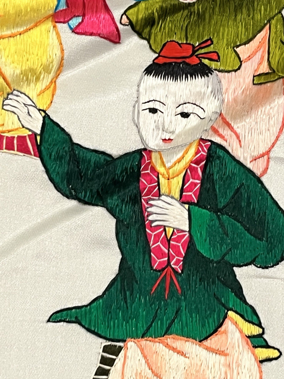 Vintage Handwoven Chinese Silk Embroidery Art – Children Playing – 41″ x 14″
