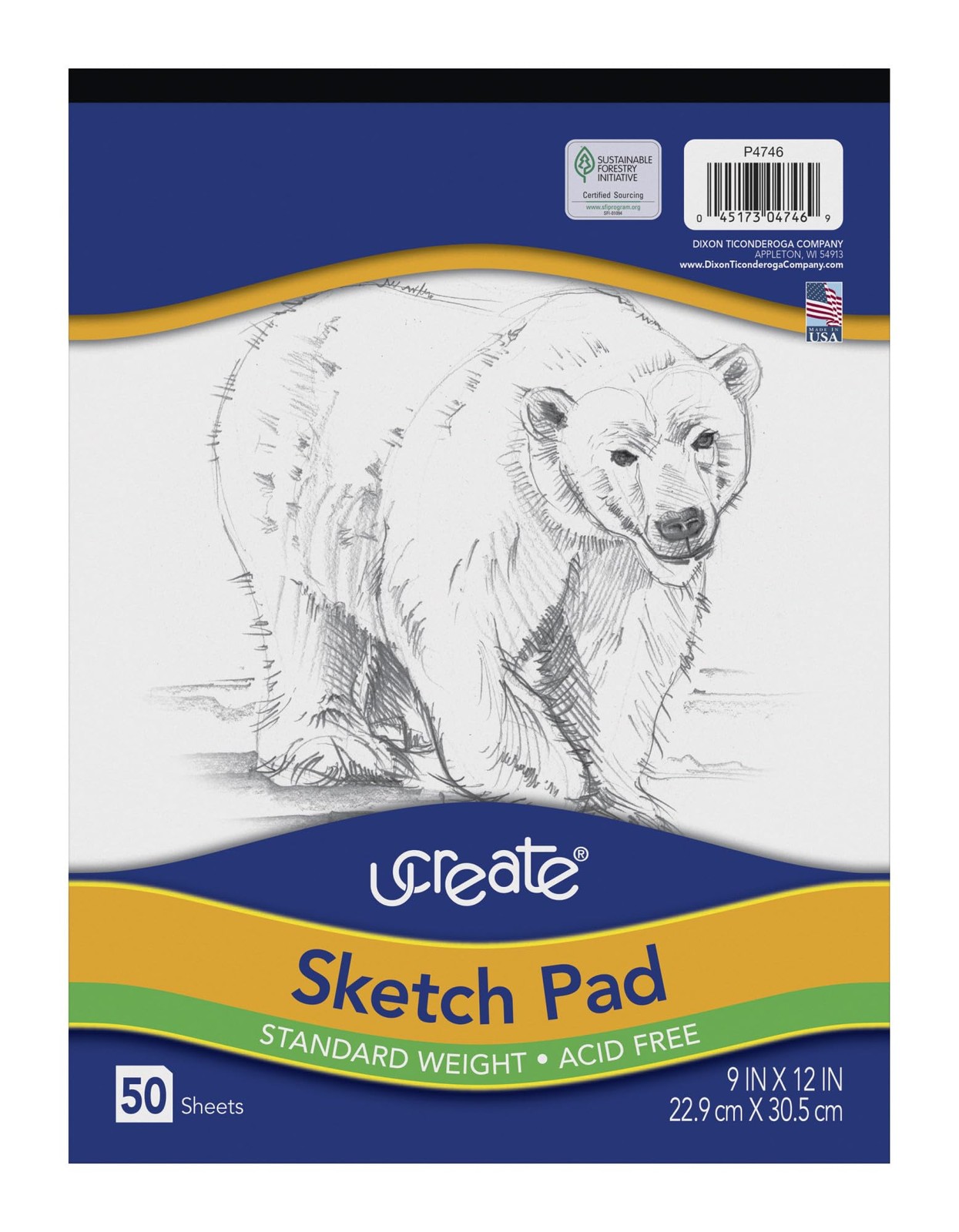 UCreate Sketch Pad, Standard Weight, 9″ x 12″, 50 50 Count (Pack of 1), White