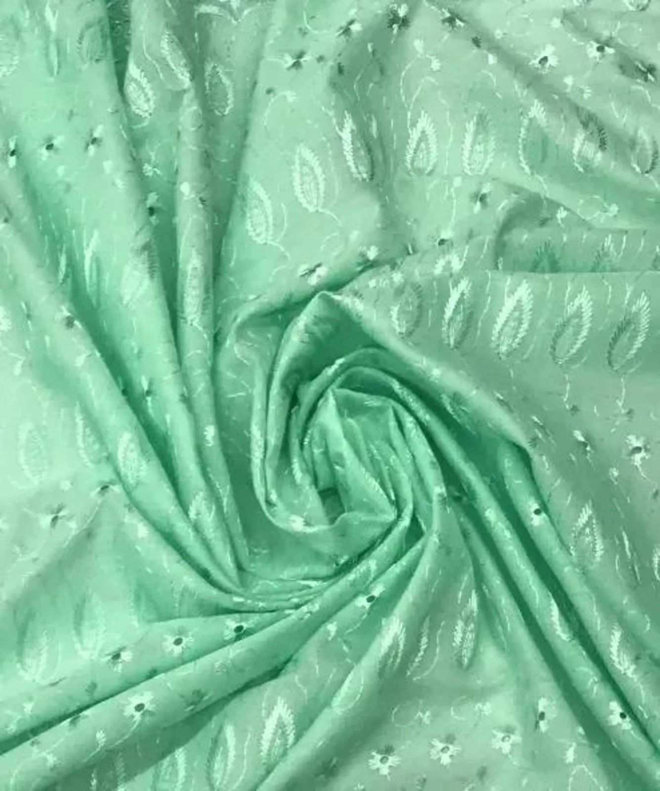 Mint Medium Eyelet Fabric – Double Scalloped Edge – Finished Border