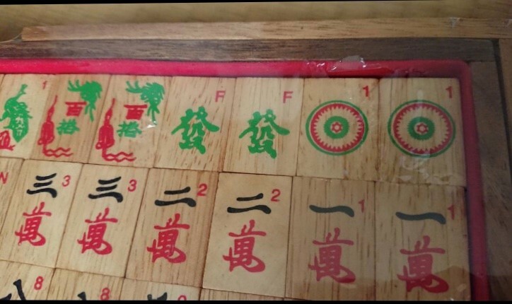 Old mahjong tiles Vintage Thailand Wooden mahjong tile