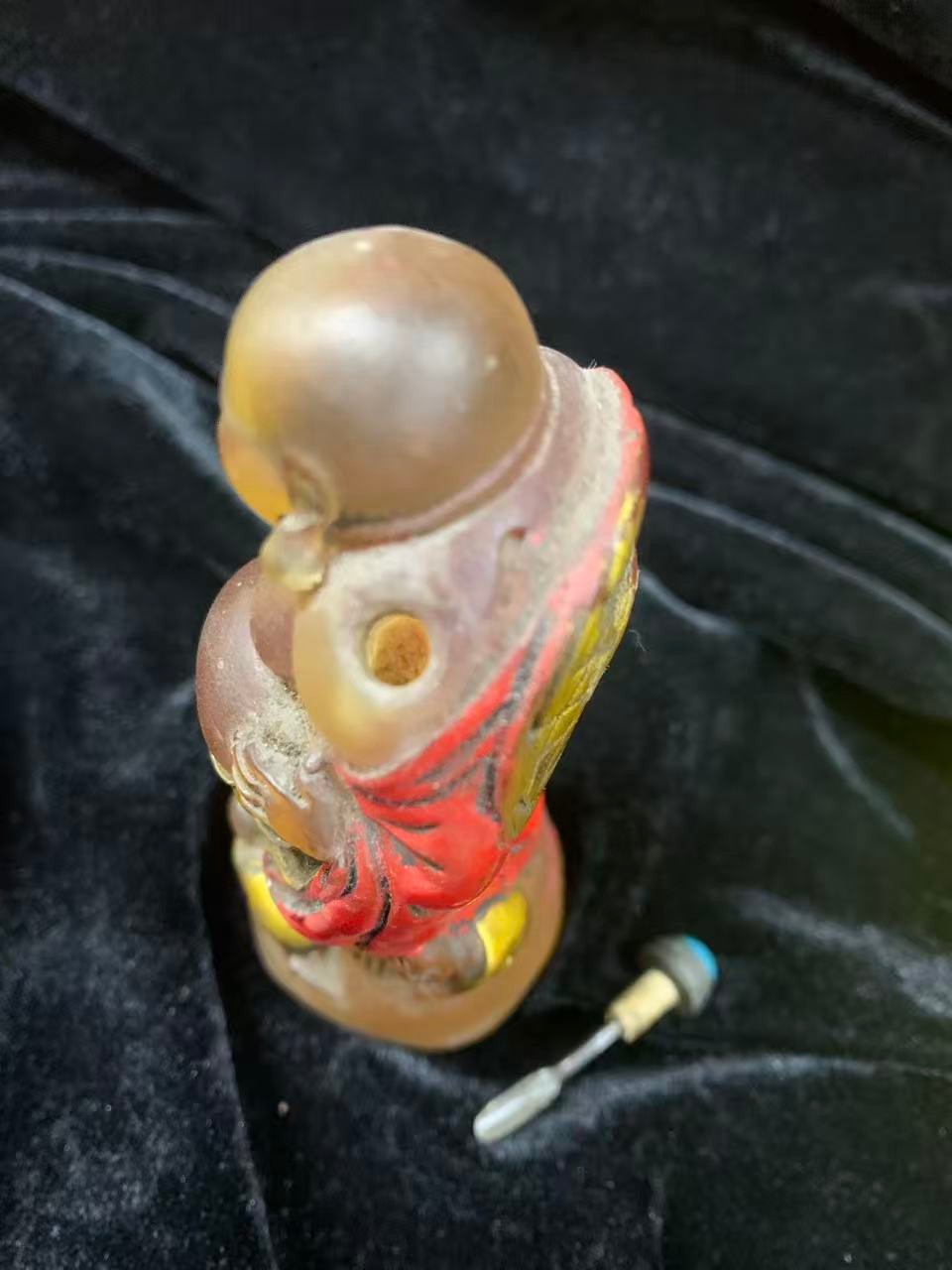 Wonderful Pure Chinese Old Coloured Glaze Hand Made *Happy Monk* Bottle !!!