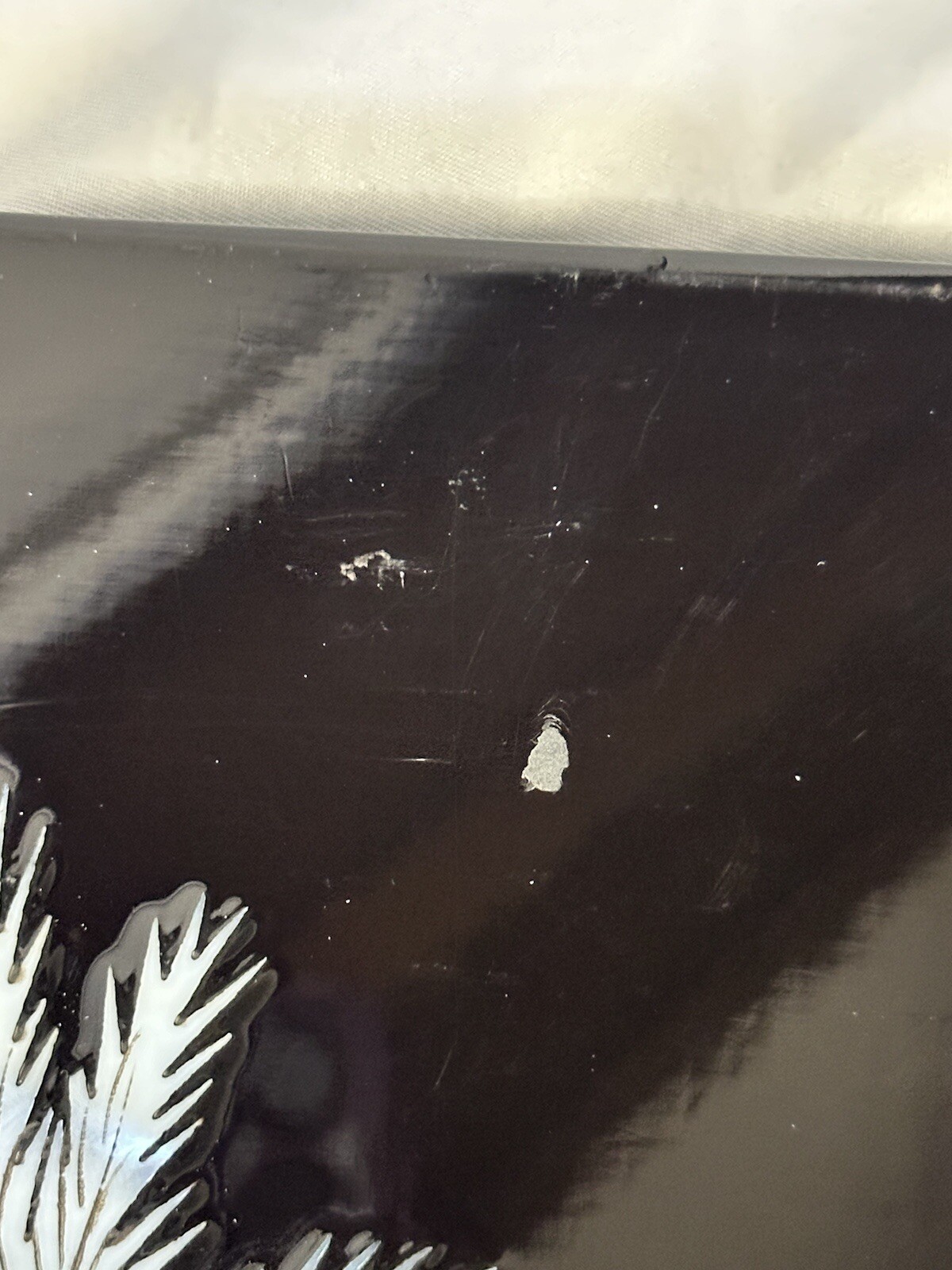 Chinese Wall Art Mother Of Pearl On Black Lacquerware 23.58” Tall 11 3/8” Wide