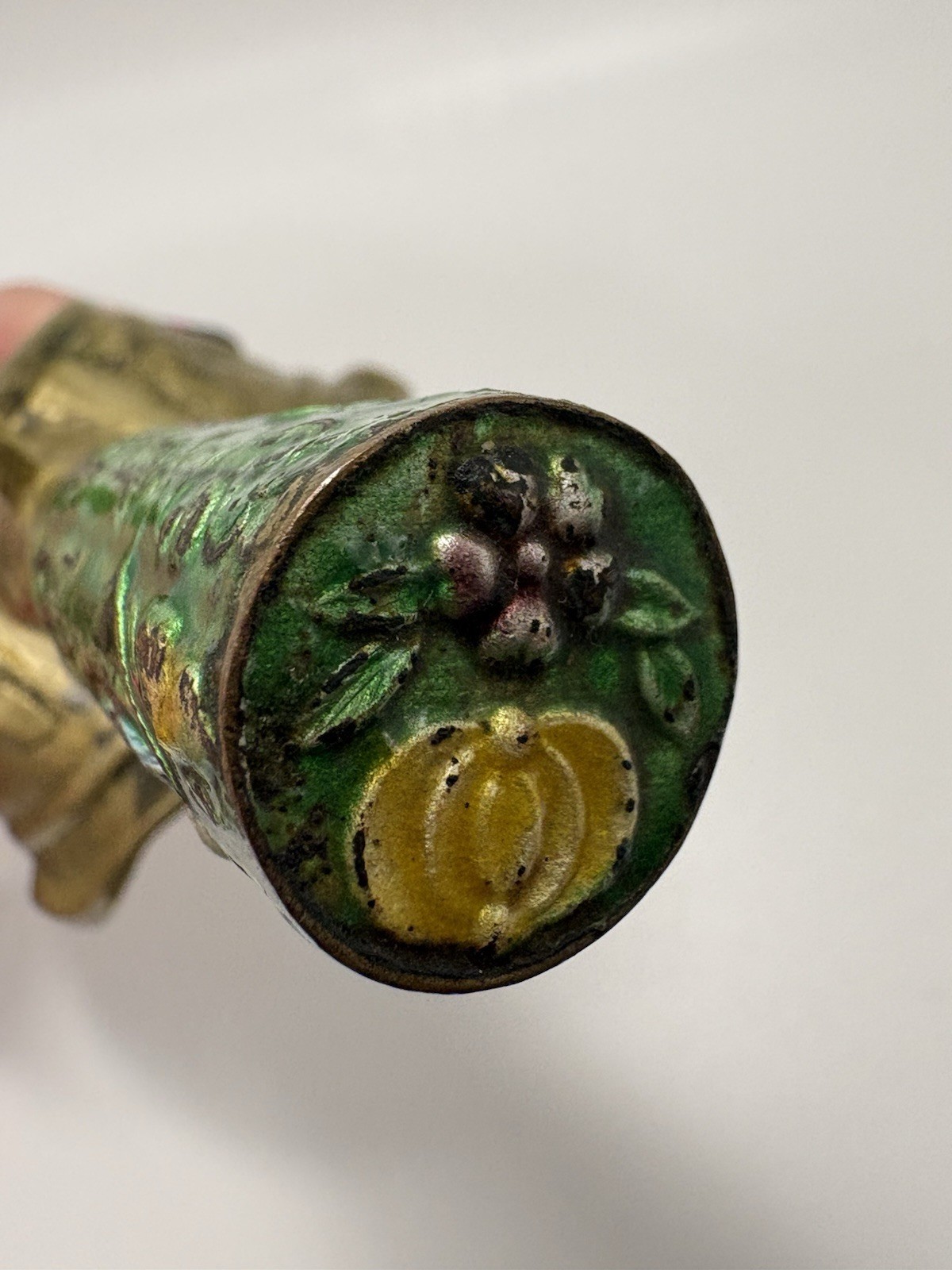 Vintage Chinese silk iron or coal iron with Cloisonné enamel handle