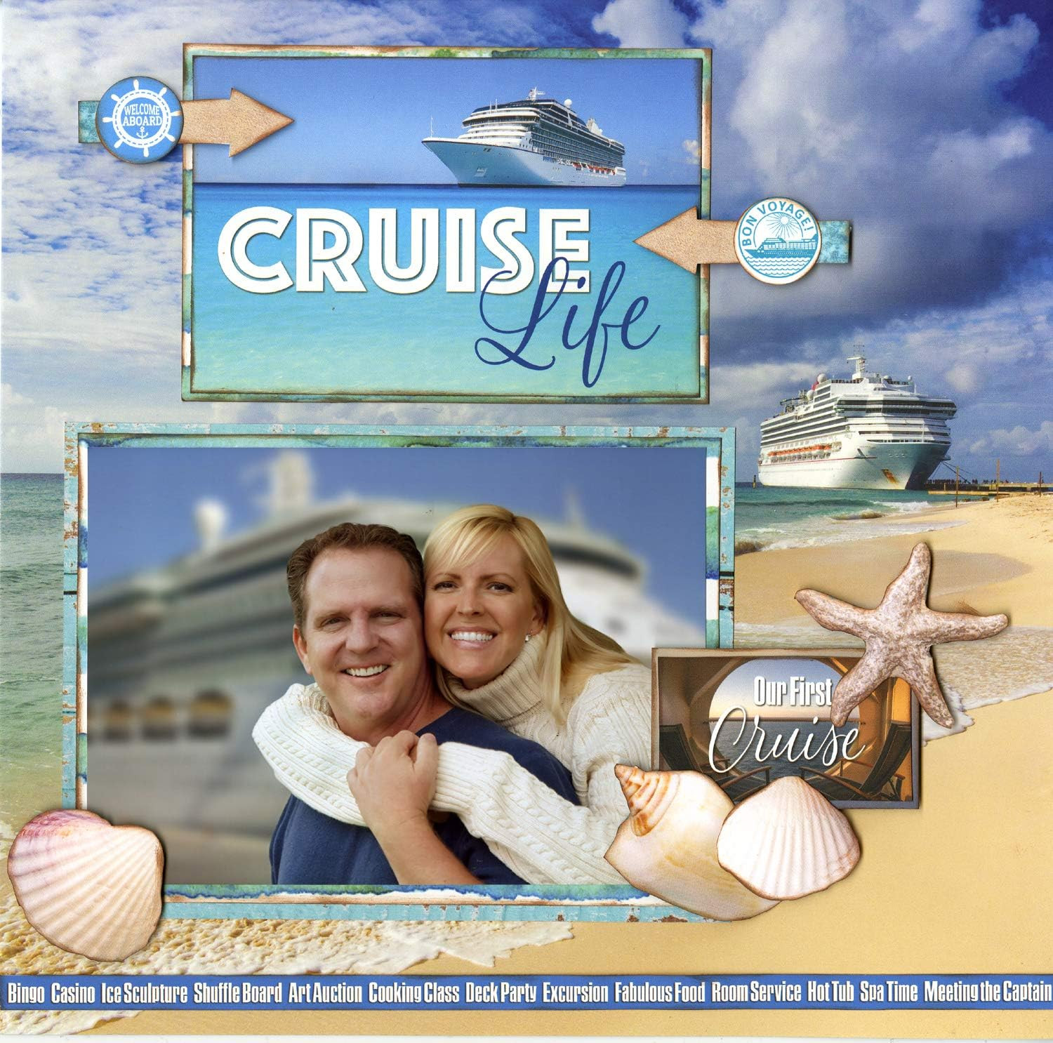 Cruise Life Scrapbook Collection Kit Paper Crafts, Multi Color Palette 12X12 Inc