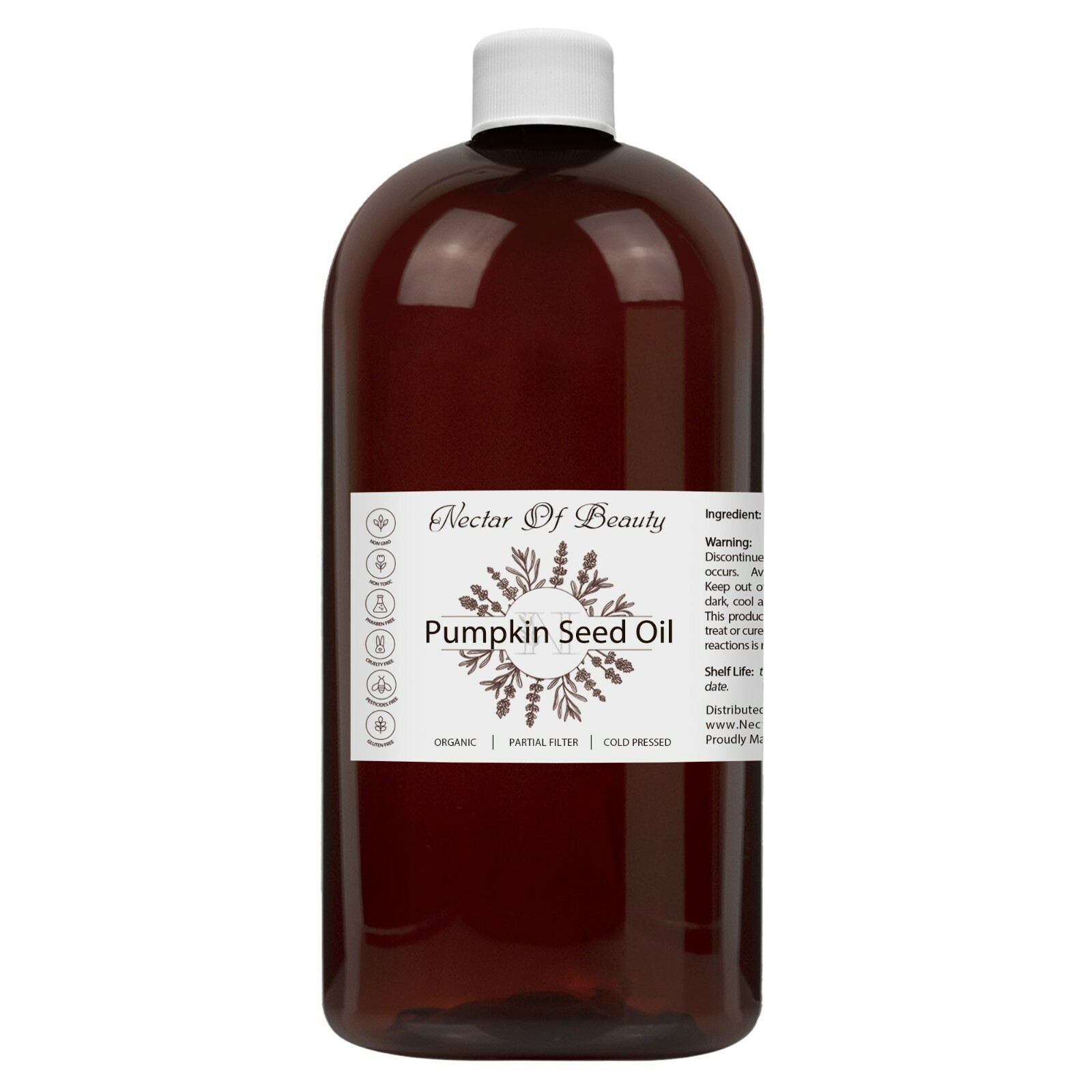 Pumpkin seed oil organic 100% pure partially filtered bulk carrier oil 32 oz