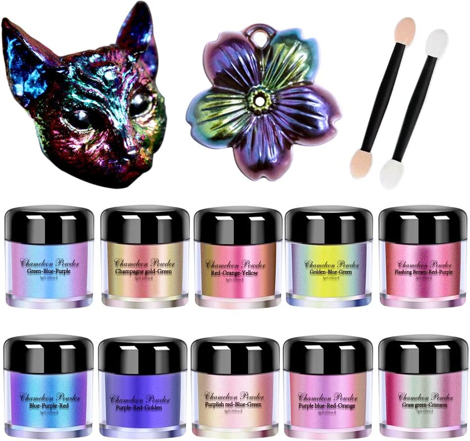 10 Colors Chameleon Mica Powder Color Shift Pigment Powder for Epoxy Resin Pa…