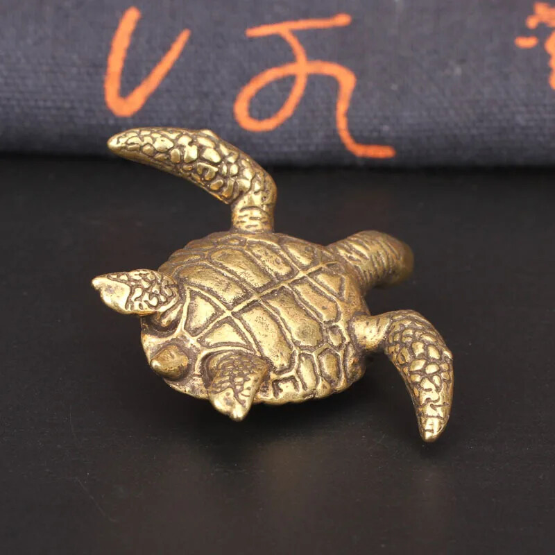 Solid Brass Turtle Small Decorations Living Room Vintage Copper Sea Miniature