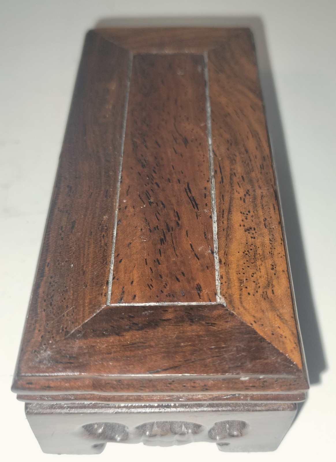 Vintage Chinese Hand Carved Rosewood Wooden Scroll Work Rectangle Display Stand