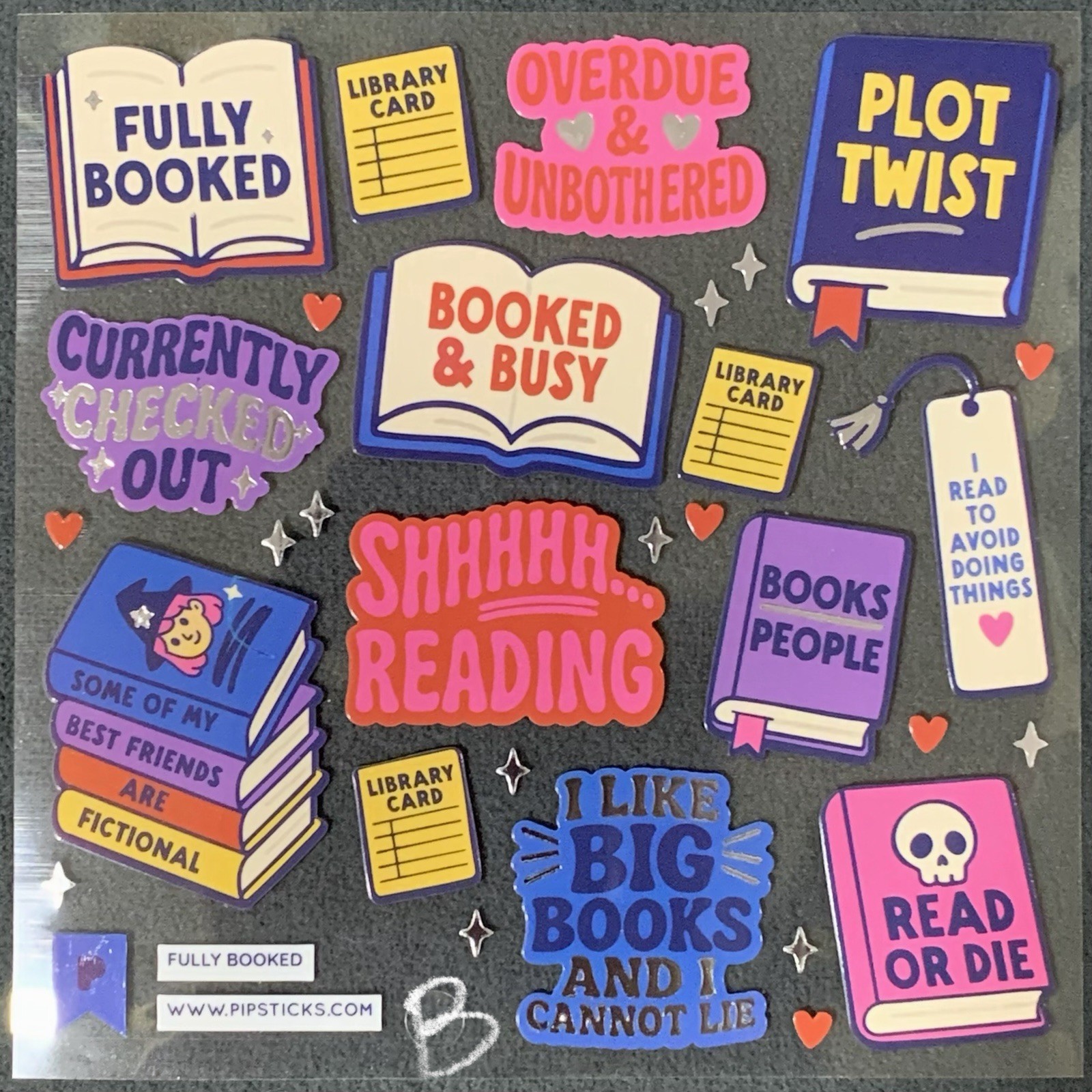 Pipsticks “Books + Coffee” (Oct. 2025) Sticker Sheets (4x4in)