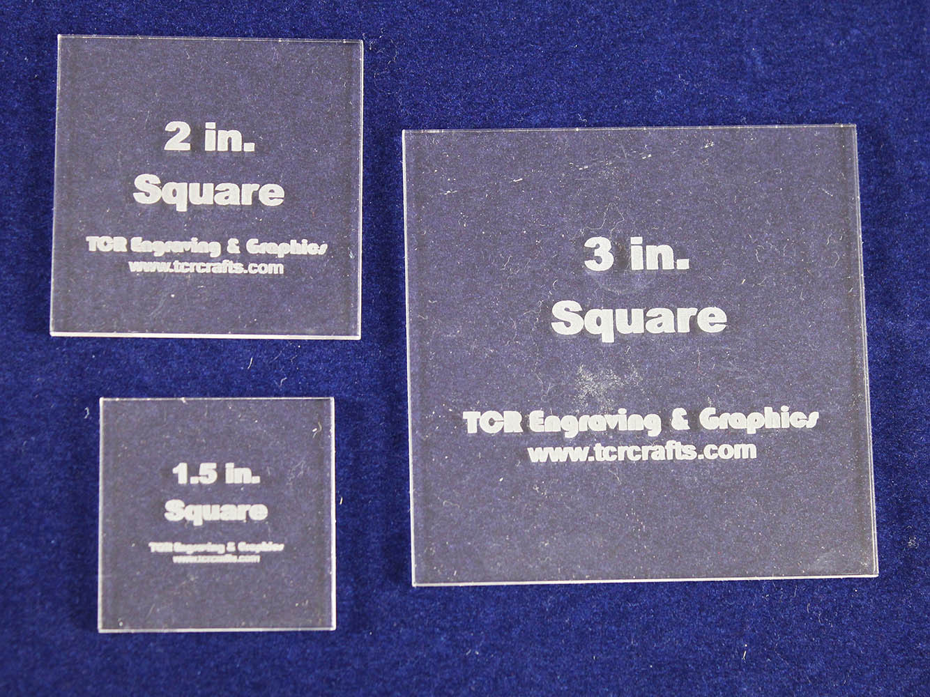 3 Piece Square Set 1.5″, 2″, 3″ 1/8″ Clear Acrylic – Quilting Template- No seam