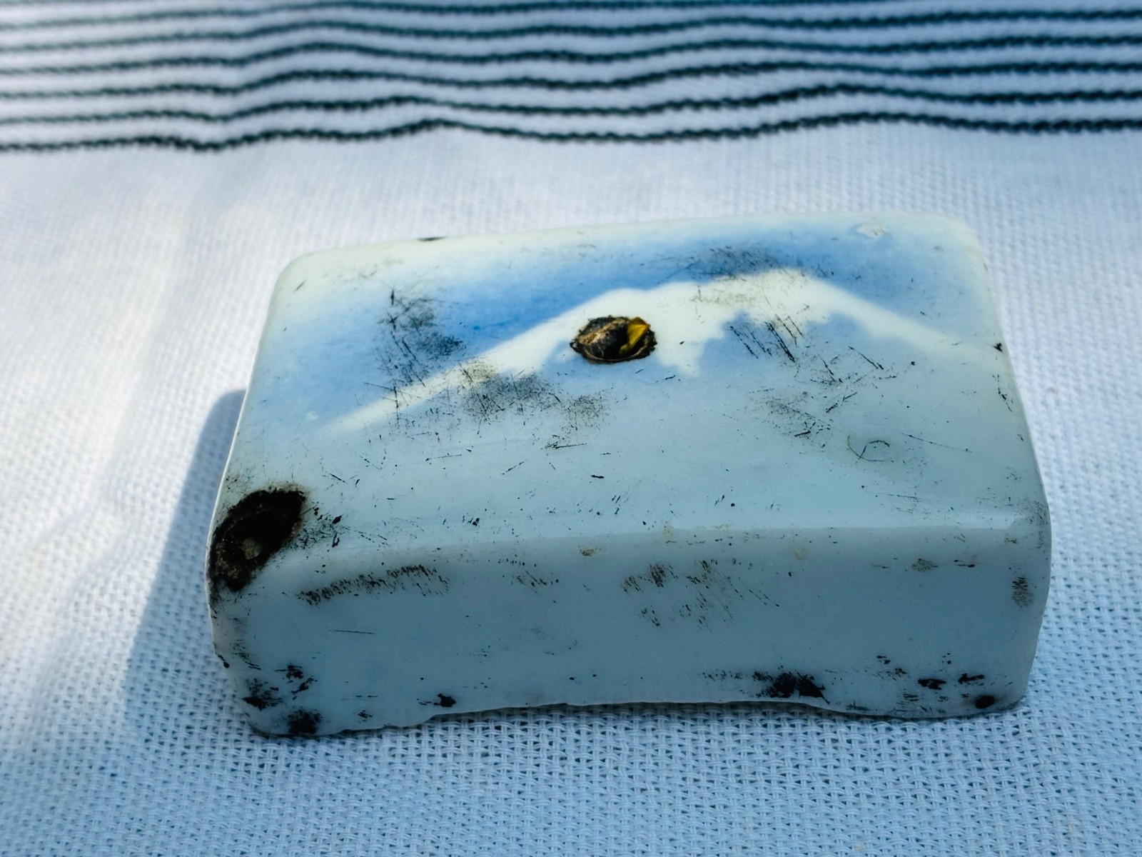 Vintage CHINESE OPIUM PILLOW Incense Burner Holder Blue & White OLD
