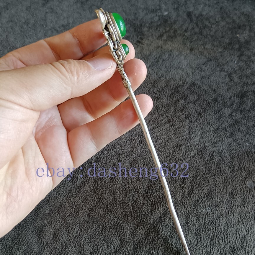 Collection Old Chinese Carving Flower Hairpin Decoration Gift