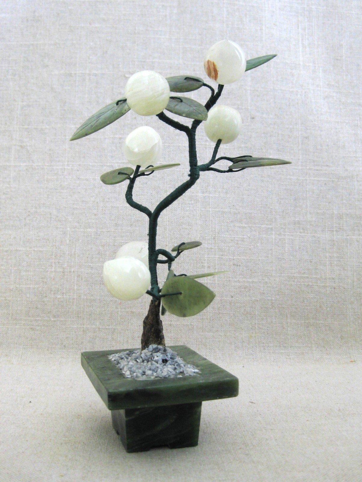 Vintage Carved Stone Flowering Bonsai Tree Sculpture Asian Style Home Décor
