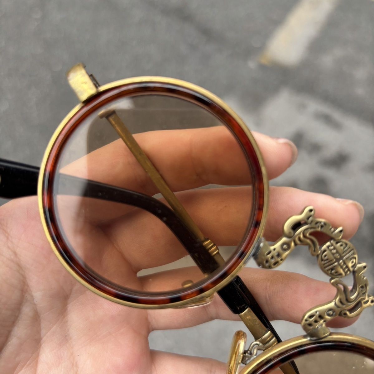 Chinese Style Vintage Glasses Antique Look Costume Eyewear Decor Display Prop