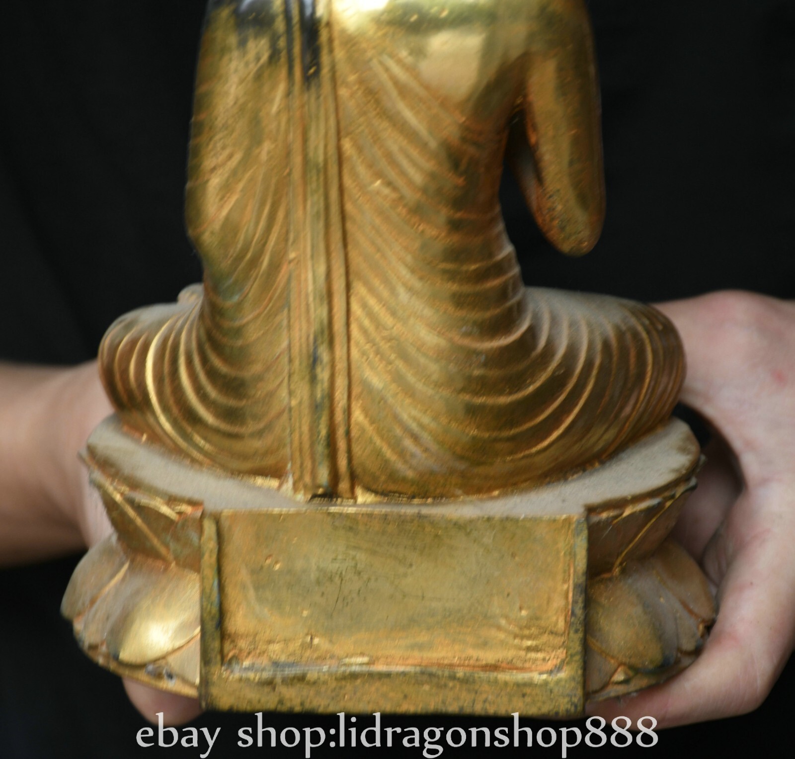 8.4″ Old Chinese Copper Gilt Buddhism Shakyamuni Amitabha Buddha Statue