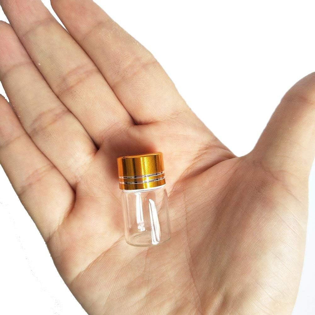 10pcs Mini Clear Glass Bottles Vials with Caps – 2ml 16x26mm 1/2 Dram