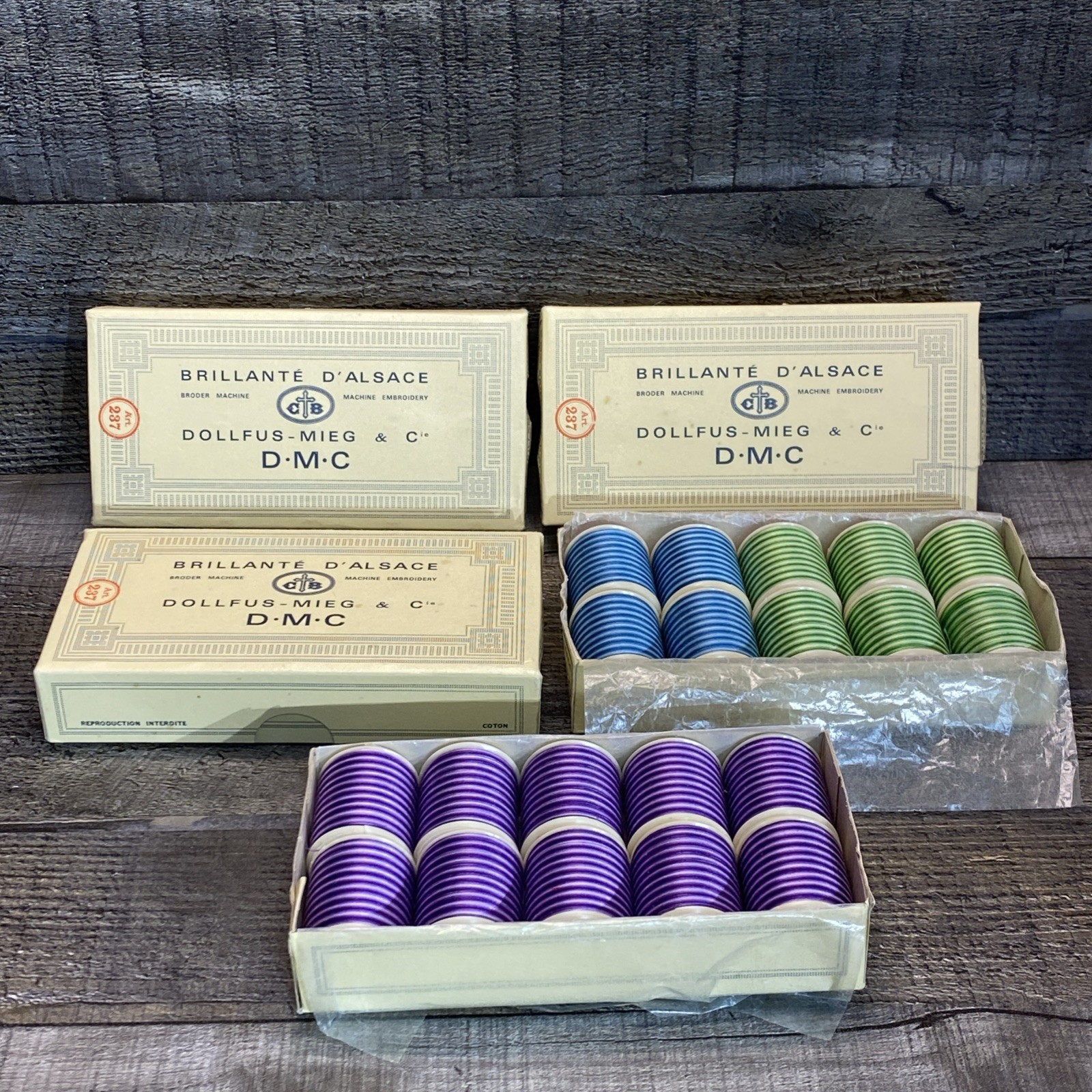 DMC Machine Embroidery Thread 5 Boxes 48 Spool Multi Color Blend #48, 114, 52, 9