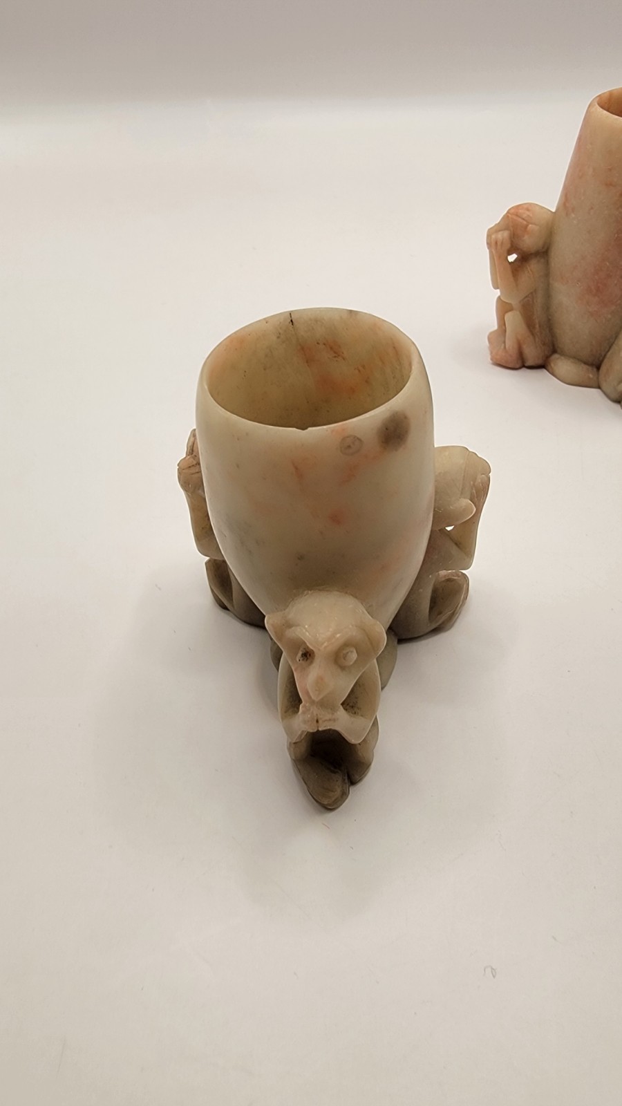 Vintage soapstone 3 wise Monkeys Toothpick holders See no speak no hear no evil.
