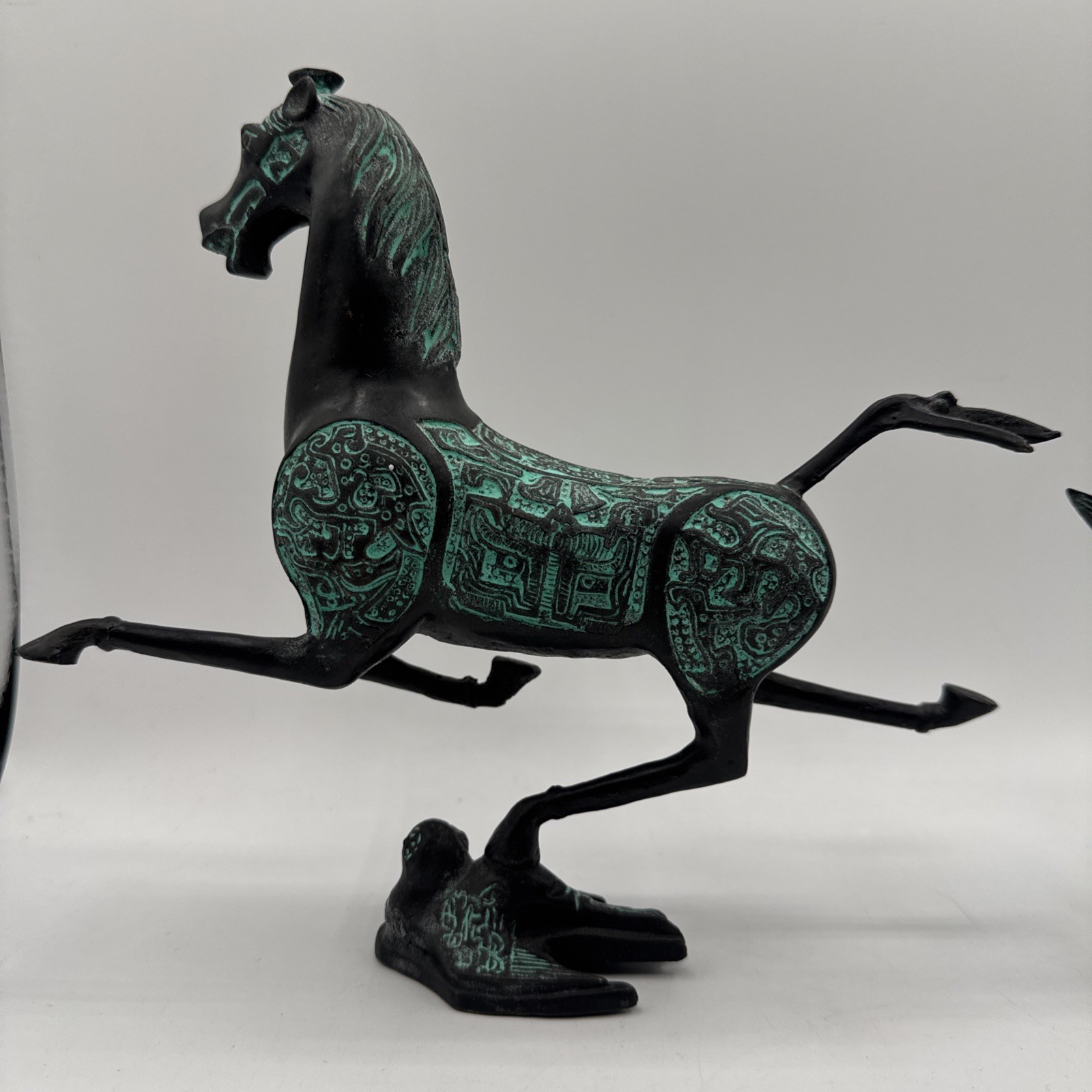 Vintage Chinese Bronze Horse Statue, Flying Horse of Gansu 9.5” Very Heavy