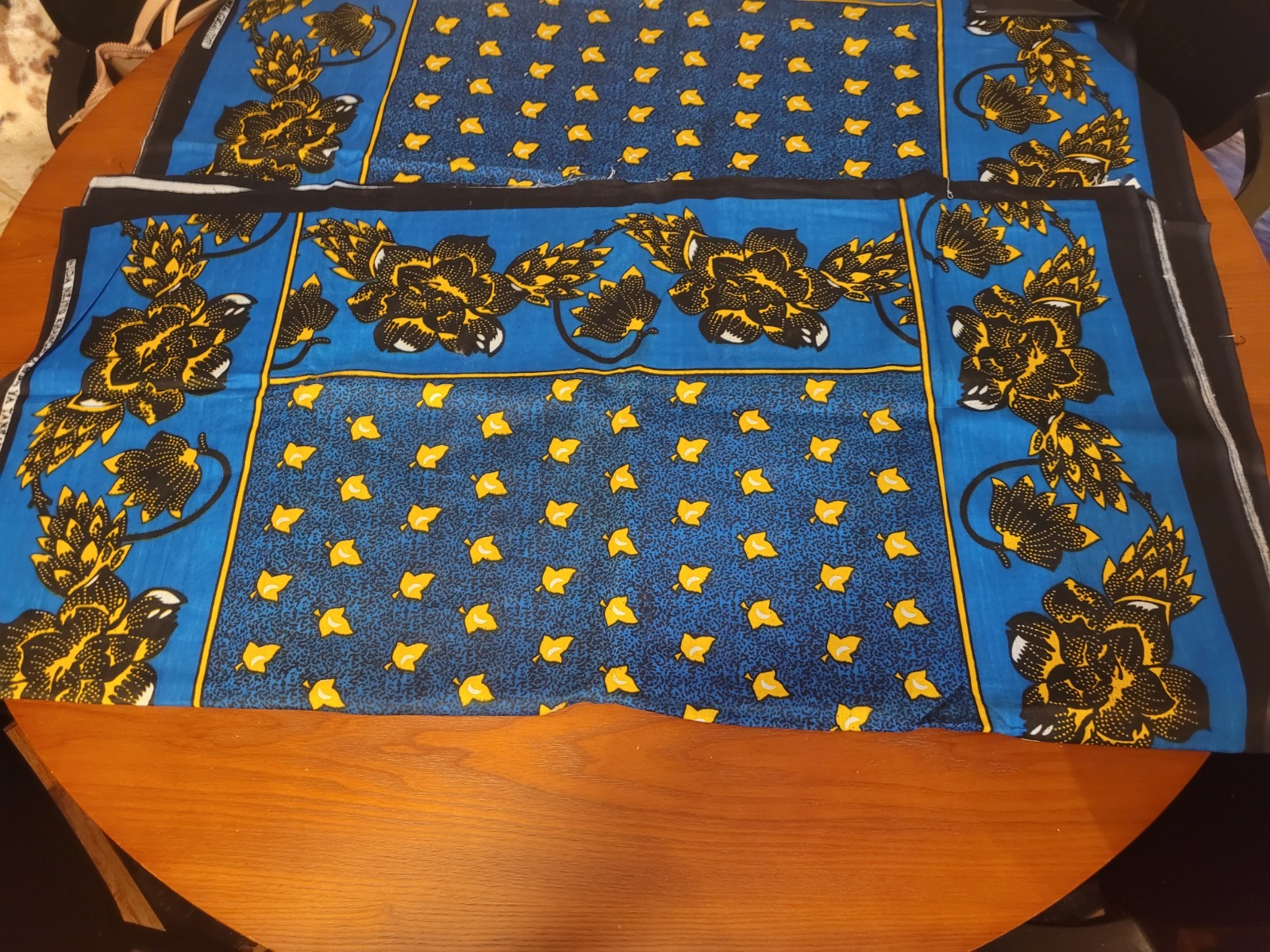 Real African Wax Block Print Fabric Hi Tech Target 2 Yds 100% Cotton Multicolor