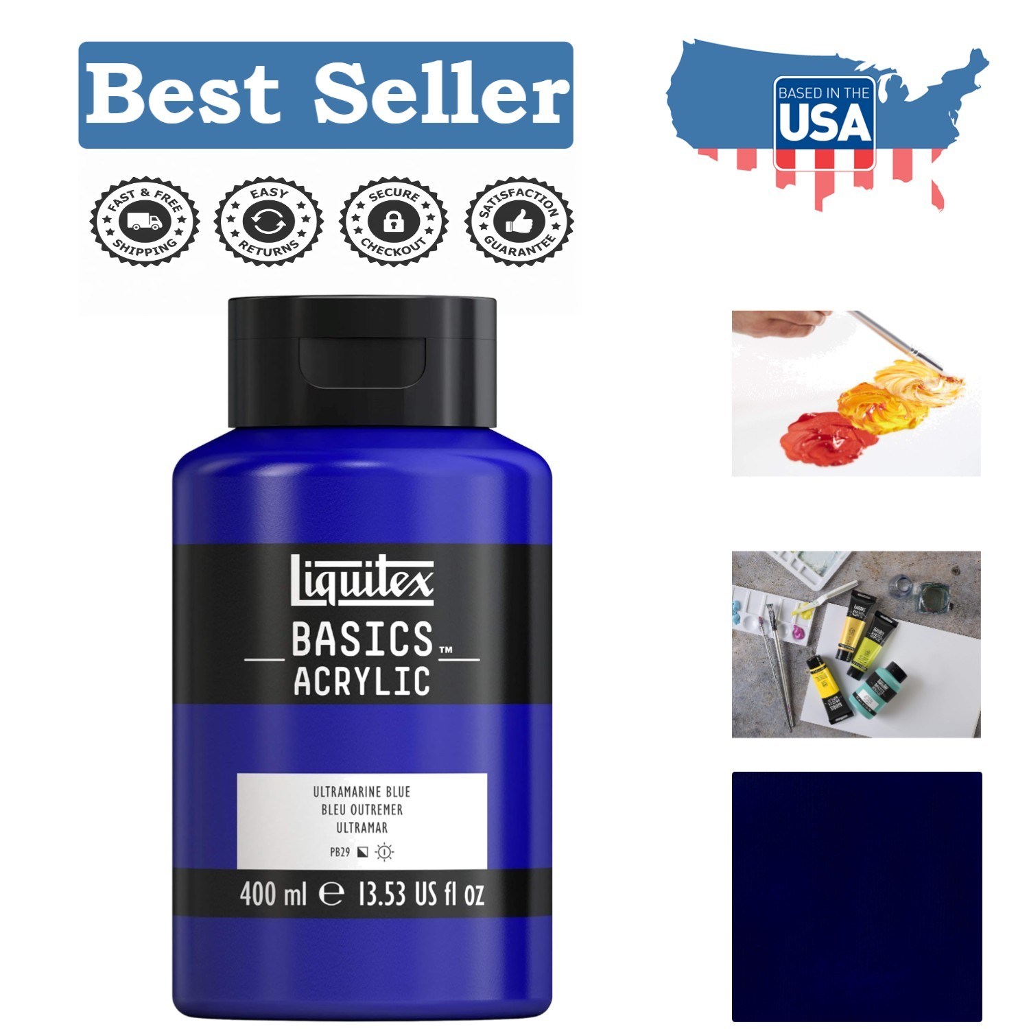 BASICS 400ml Ultramarine Blue Acrylic Paint – Perfect for Artistic Expression