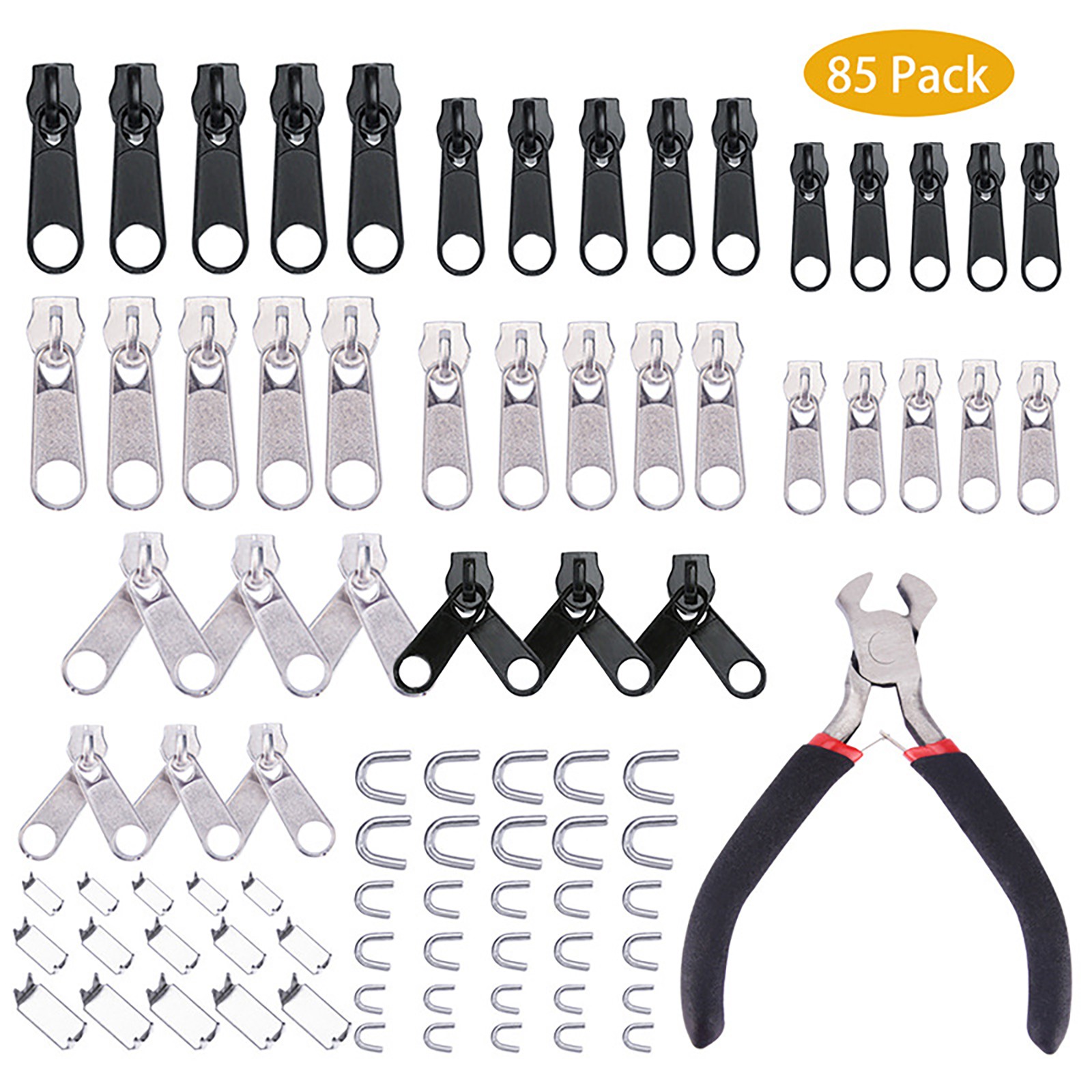 85Pack/set Zinc Alloy Universal Fix Zipper Zip Slider Repair Instant DIY Kit