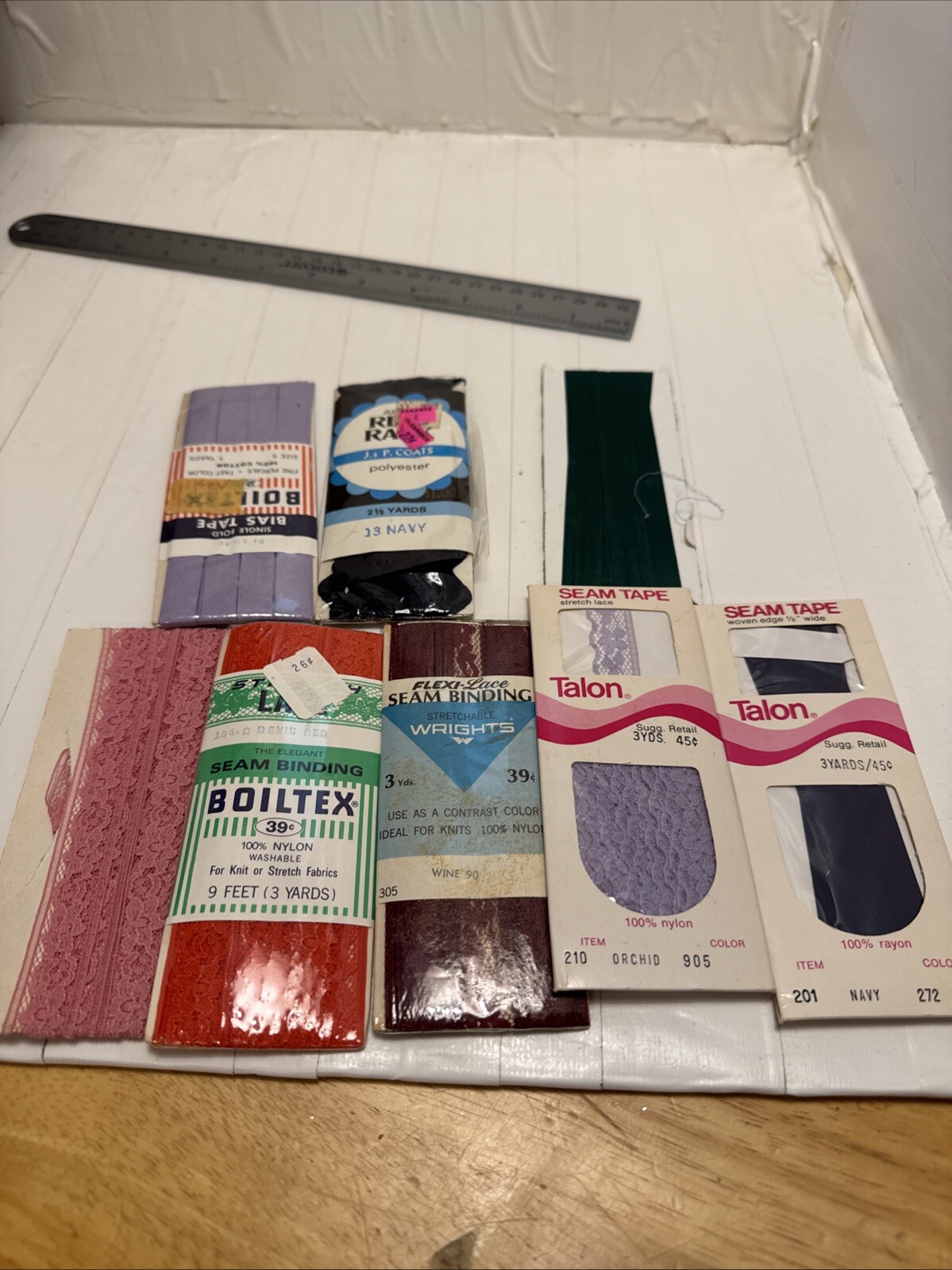 Vintage Seam Binding Lace & Tape Lot Of 8 Varies Colors-Some NIP-FREE SHIPPING