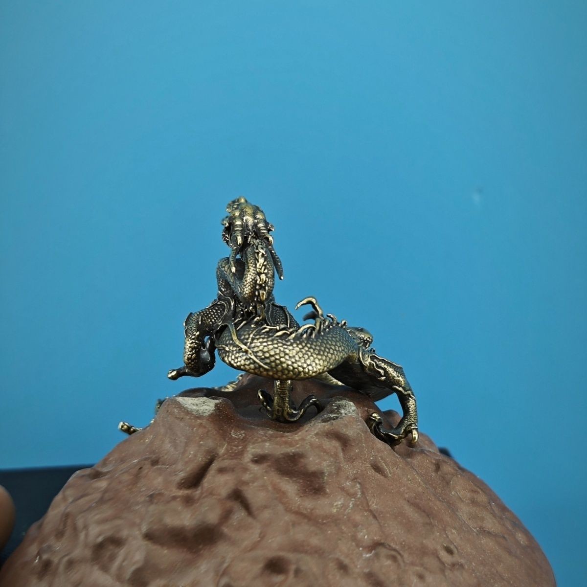 Brass Dragon Statue Mini Landscape Bonsai Fish Tank Rockery Decor Ornament
