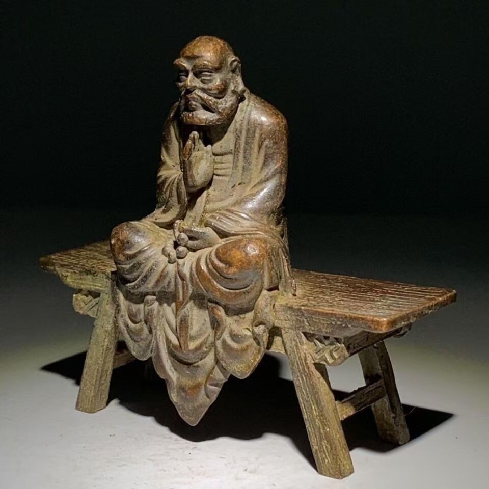 Antique alloy bench Dharma Buddha home decoration