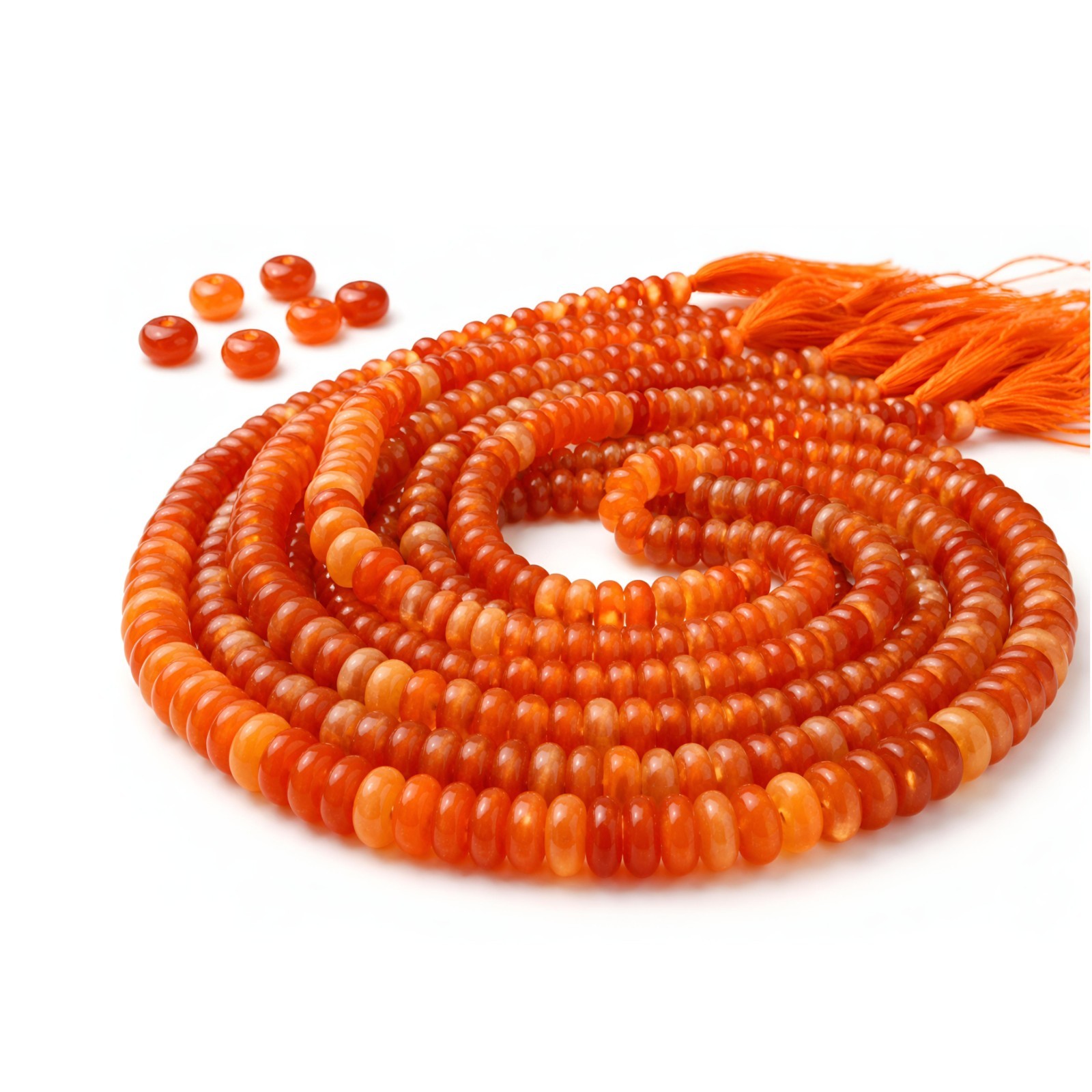 Natural Orange Carnelian Rondelle Beads 4 – 6mm 13” Strand Healing Gemstone