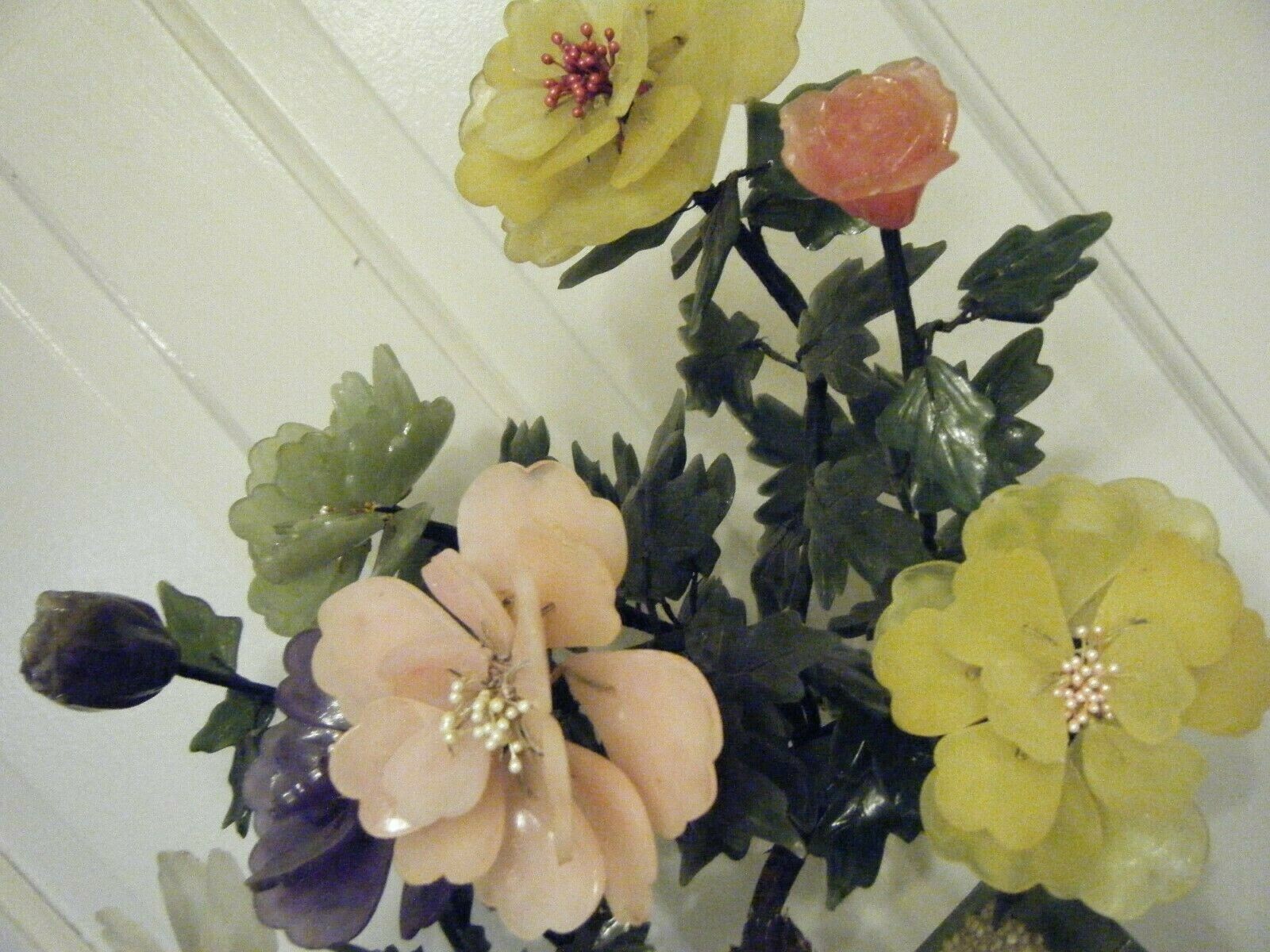 CHINESE GORGEOUS MULTI COLOR FLOWERS IN GLASS FLOWER POT