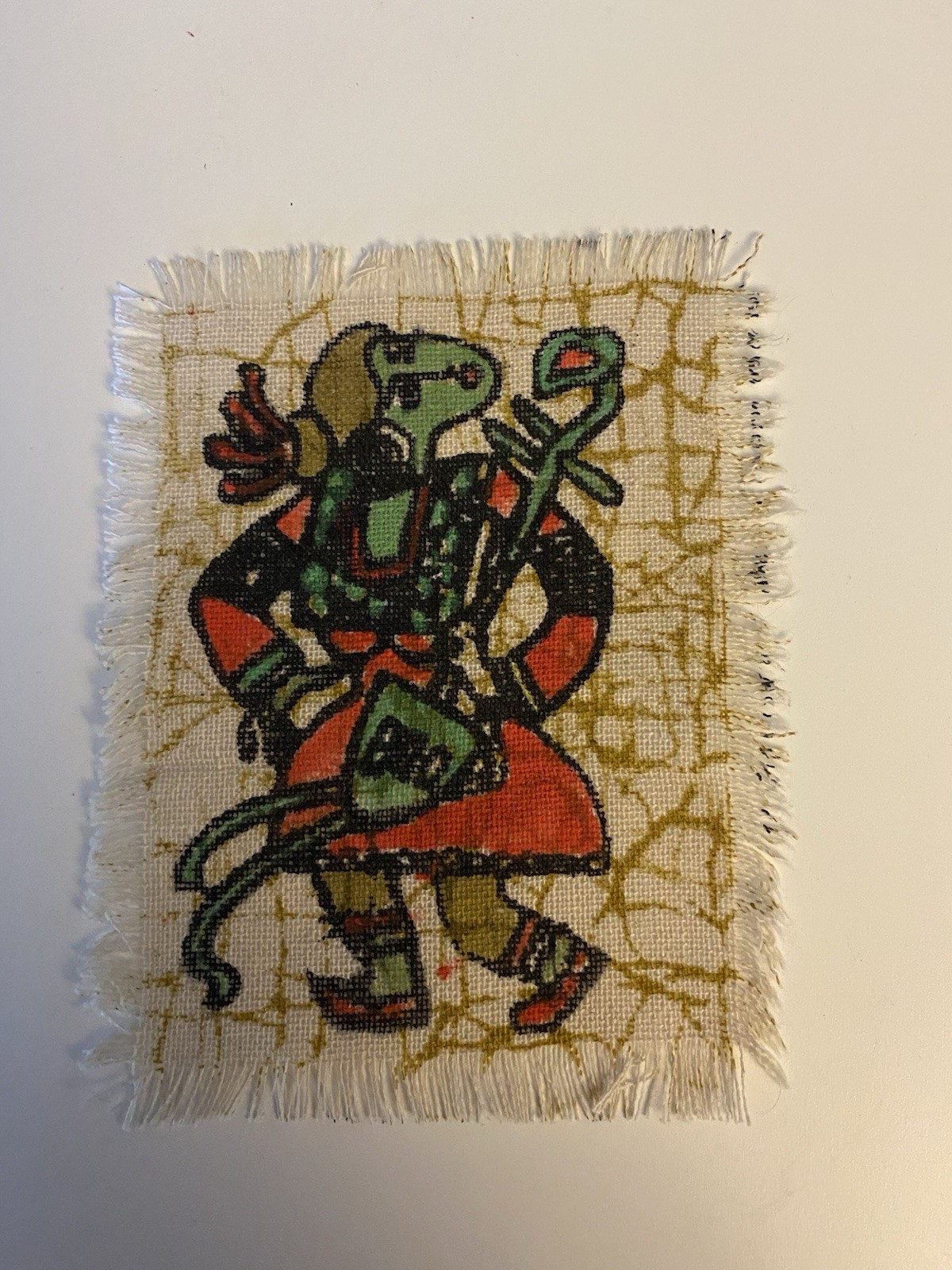 Set of 6 Miao Hmong Folk Art Batik Fabric Panels Hand Painted Mini Textile Art