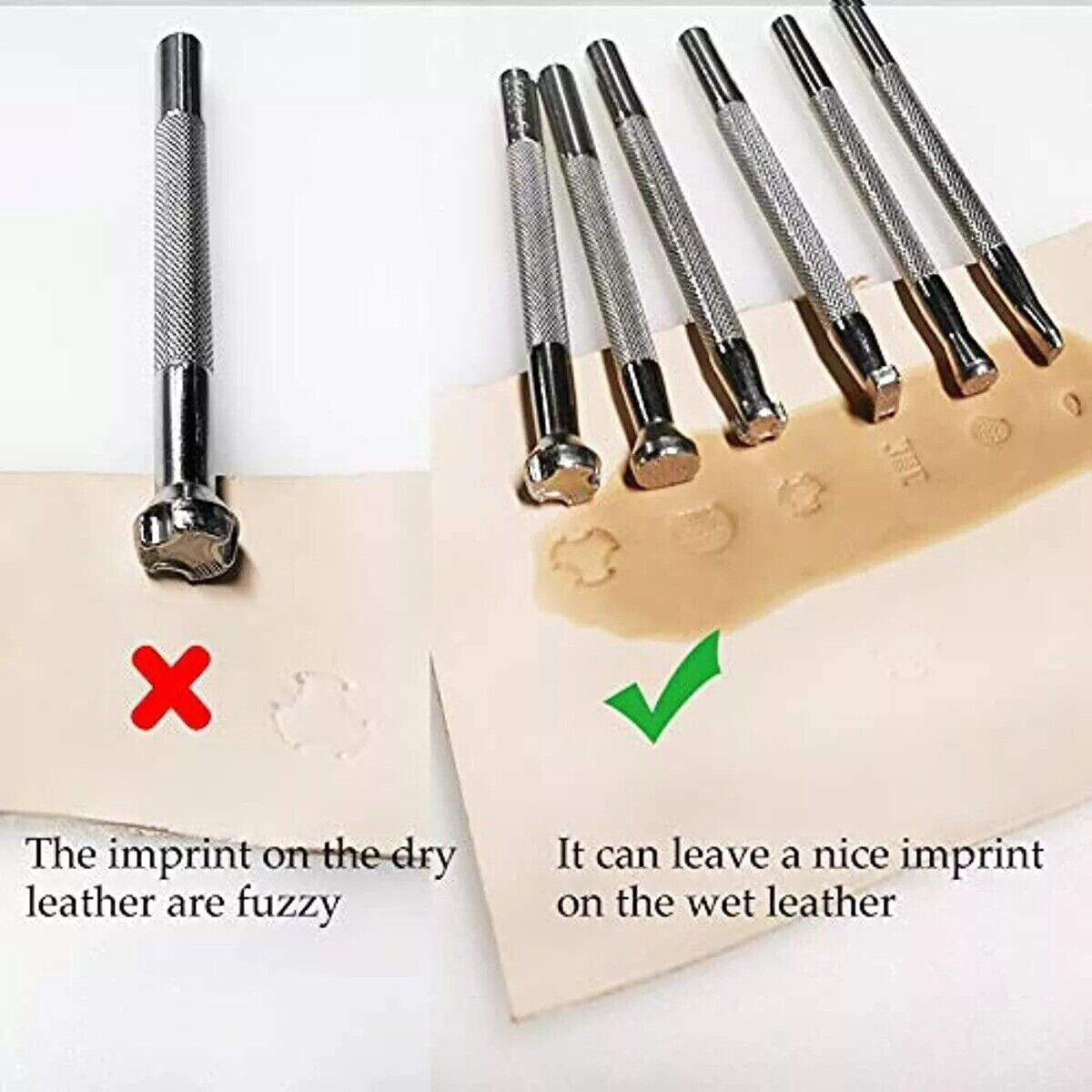 6pcs Leather Tools Working Saddle Making Set Carving Craft Stamps Punch DIY
