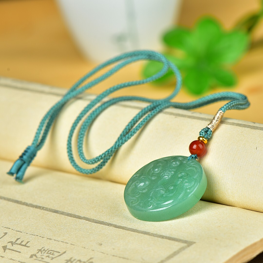 China DongLing Jade Hand Carving Animal Zodiac Dragon Pingan Buckle Pendant东陵玉
