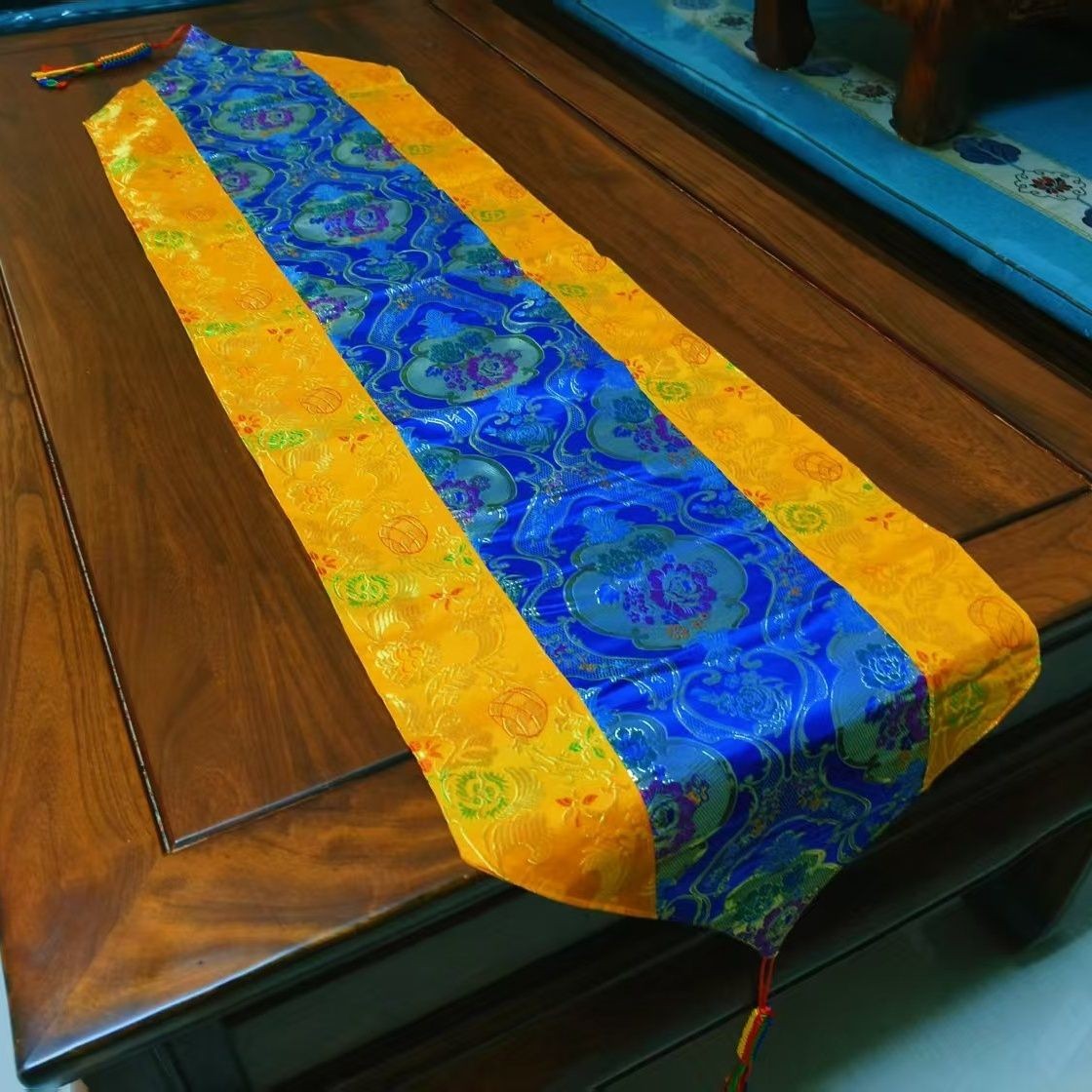 140x35cm Chinese Zen Brocade Tea Table Runner Long Tablecloth Decor