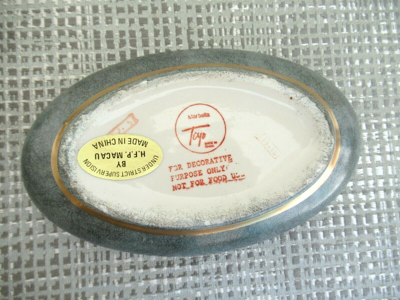 VTG Ceramic hand painted Toyo Set 2 pieces Trinket Dish and Oval Container w/Lid