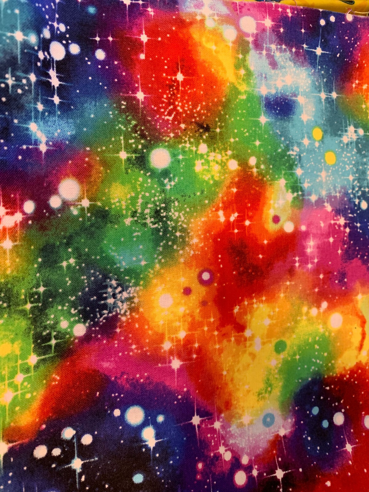Multi color Galaxy Stars, Scrap, Cotton Fabric, 9″ x 22″, fat eighth, washable