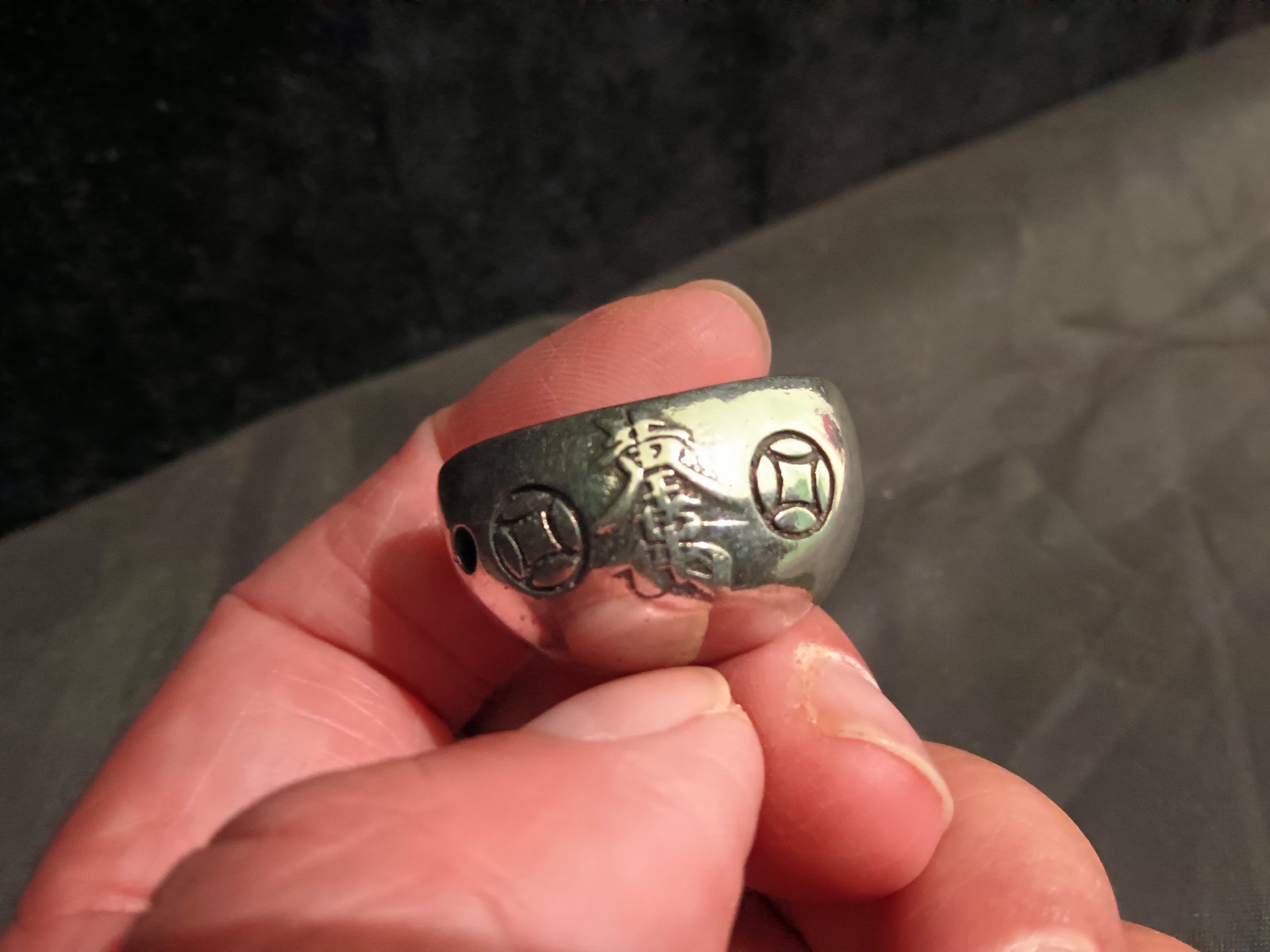 Great Chinese Silver Hand Made *招財進寳* YuanBao Pendant