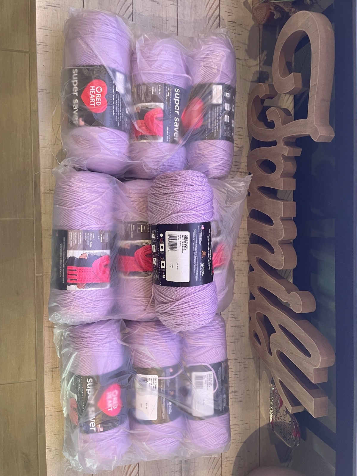 Yarn, Red Heart Super Saver 10 Skeins of Pale Plum 7oz/198g 364 yards
