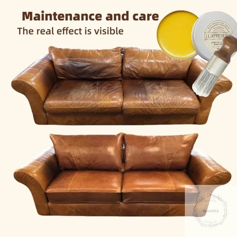 2 Pack Leather Furniture Salve & Brush Set, Maintain Leather & Wood, Helps Keep