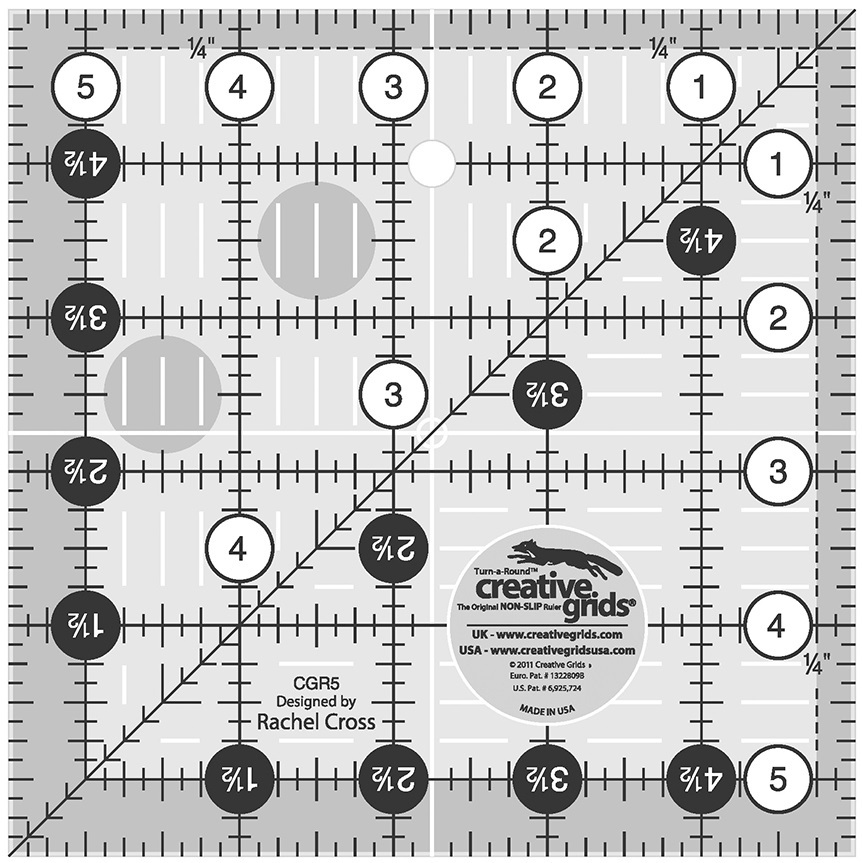 Creative Grids 5 1/2″ Square Ruler Sewing and Quilting Ruler