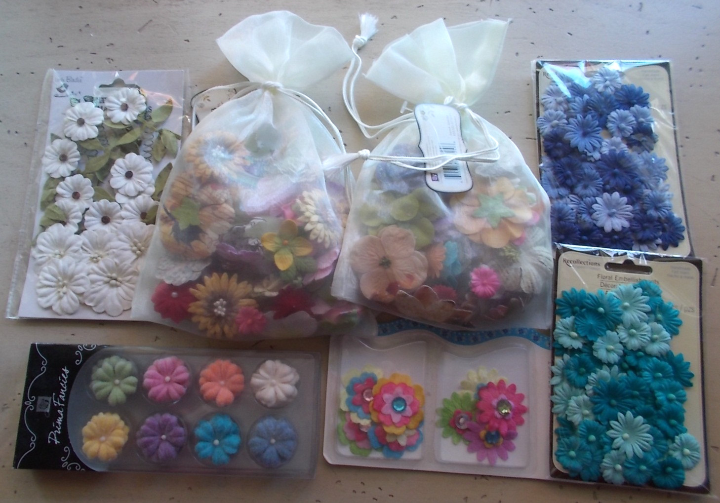 Mixed Lot 7 Packs Flower Floral Embellishments Prima Recollections Little Birdie