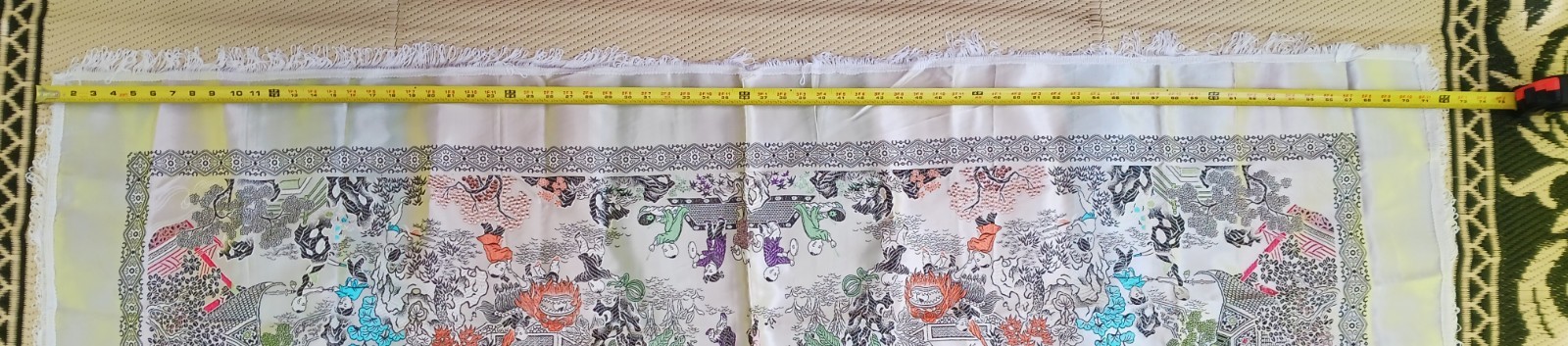 Vtg Large Chinese Embroidered Silk Brocade Wall Hanging Tablecloth Piano Cover