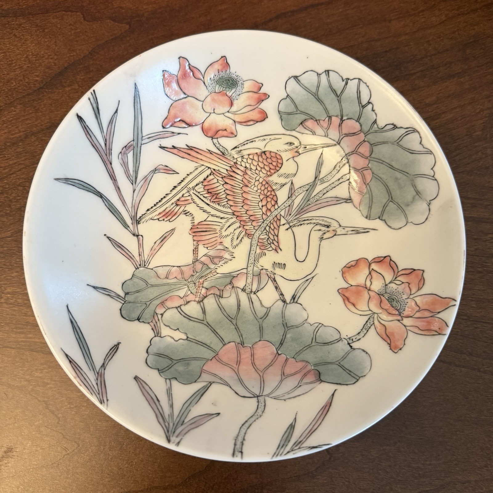 Vintage Tranquil Lotus Decorative Porcelain 7”D Bowl made in Macau, China