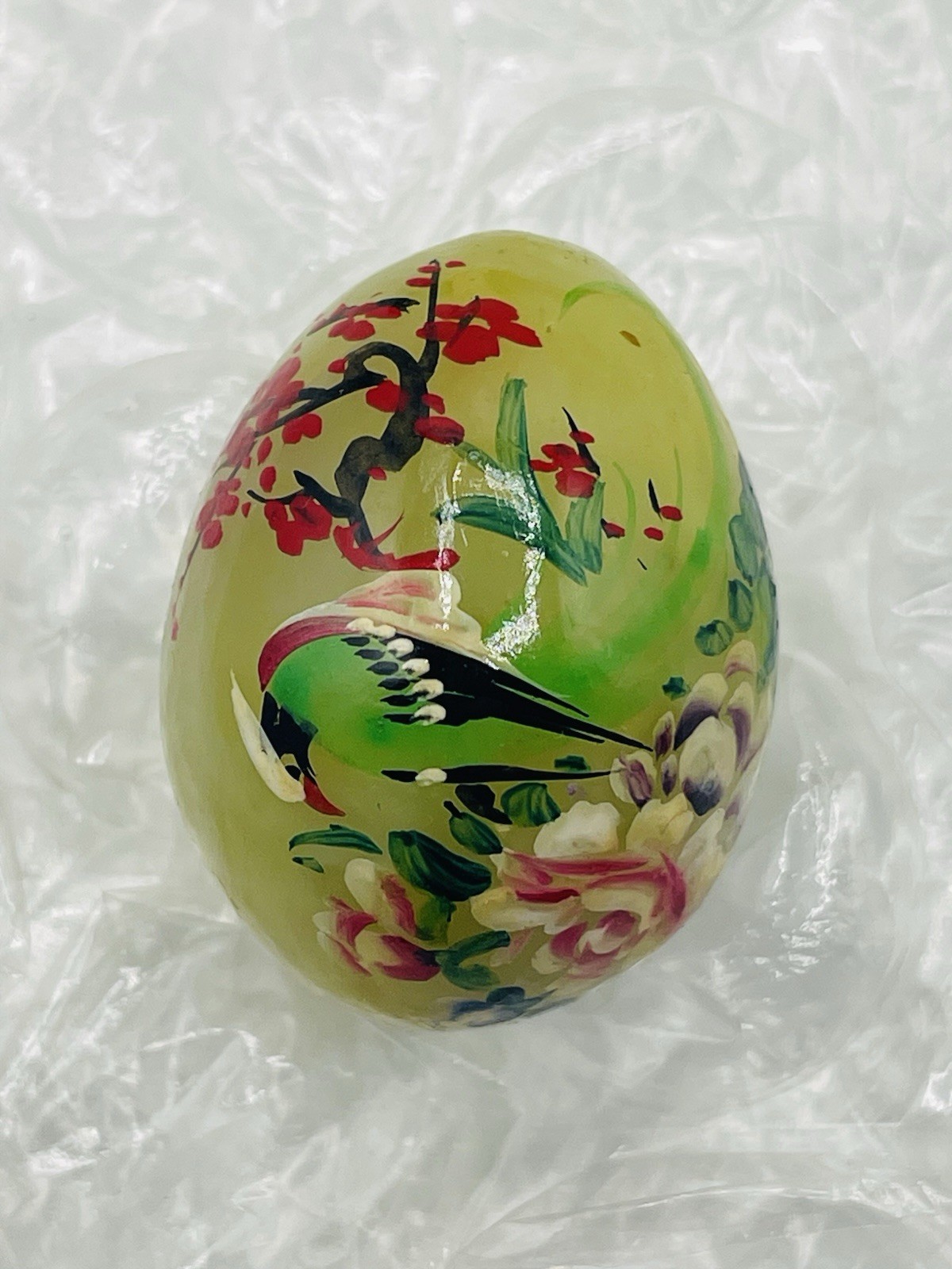 VTG Oriental Hand Painted Jade 1.5” Birds Dragon Flower Lot Of 9 Miniature Eggs
