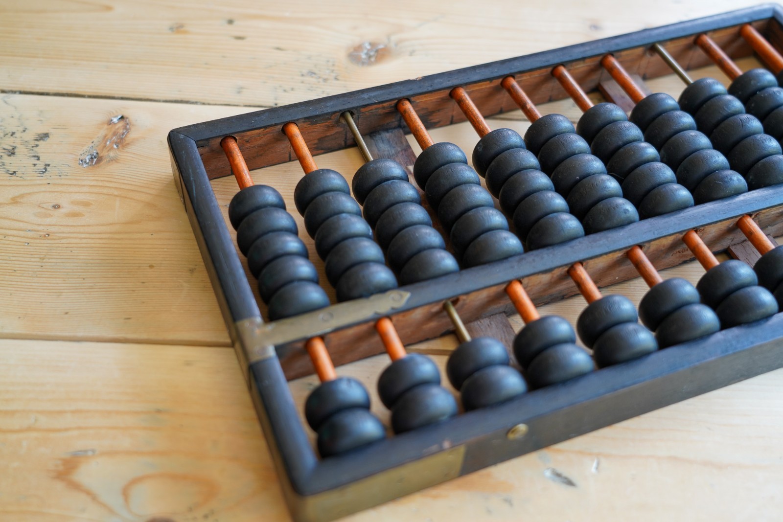 Vintage Wood and Brass Abacus 12.5″ x 7″ 11 Rows B6