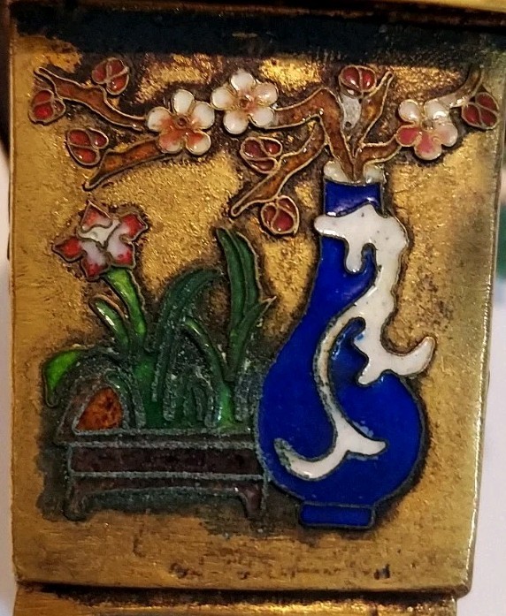 Vintage Carved Jade Tree Bonsai Flowers Cloisonne Planter Gemstones Carnelian