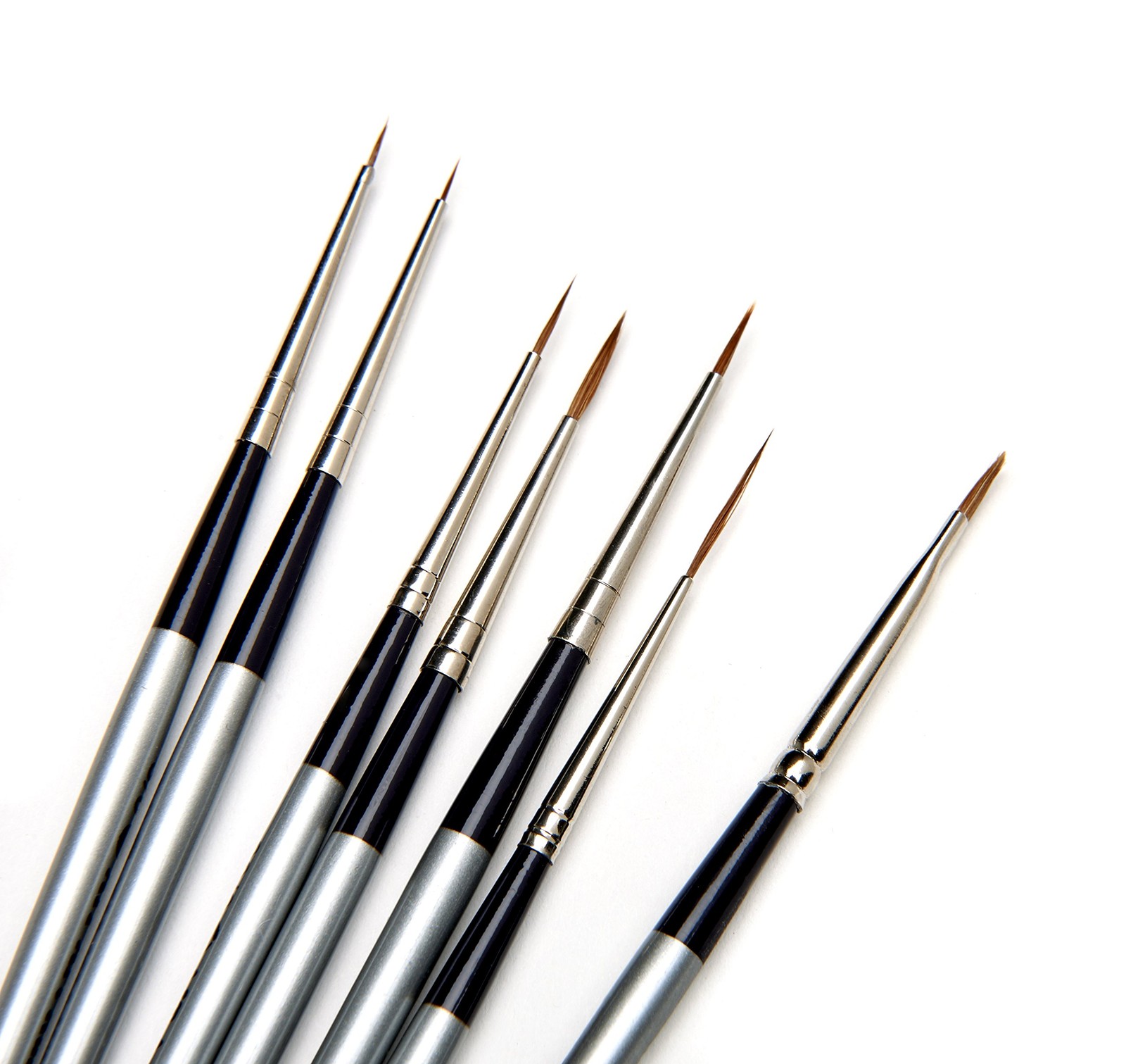 Red Sable Detail Brush Set, 7 Handmade Russian Sable Paint Brushes for Art