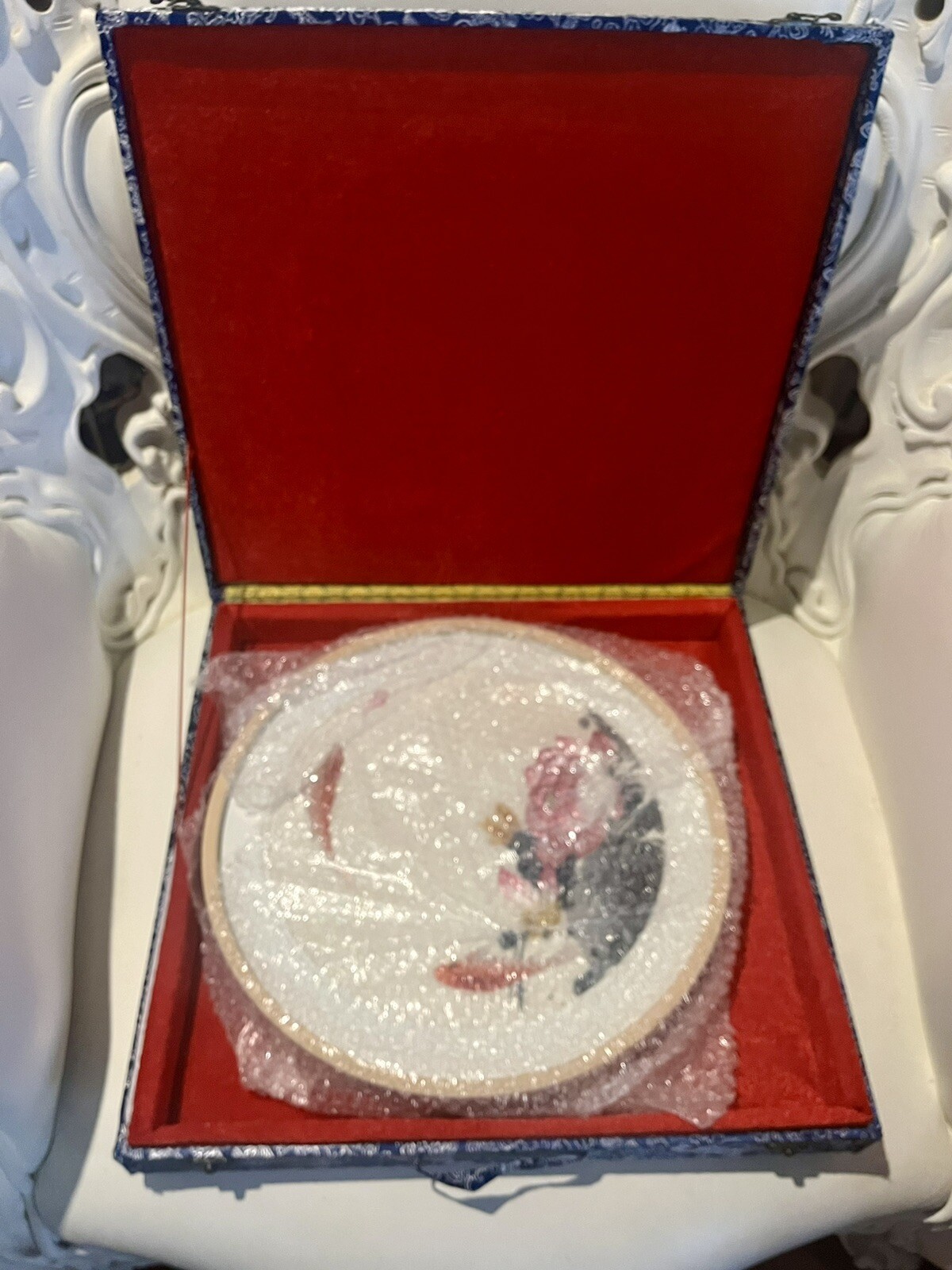 Modern Minimalist Clean & Elegant Wall Art Handcrafted Embroidery Koi Pond