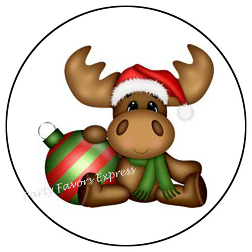 MOOSE WITH ORNAMENT ENVELOPE SEALS LABELS STICKERS PARTY FAVORS